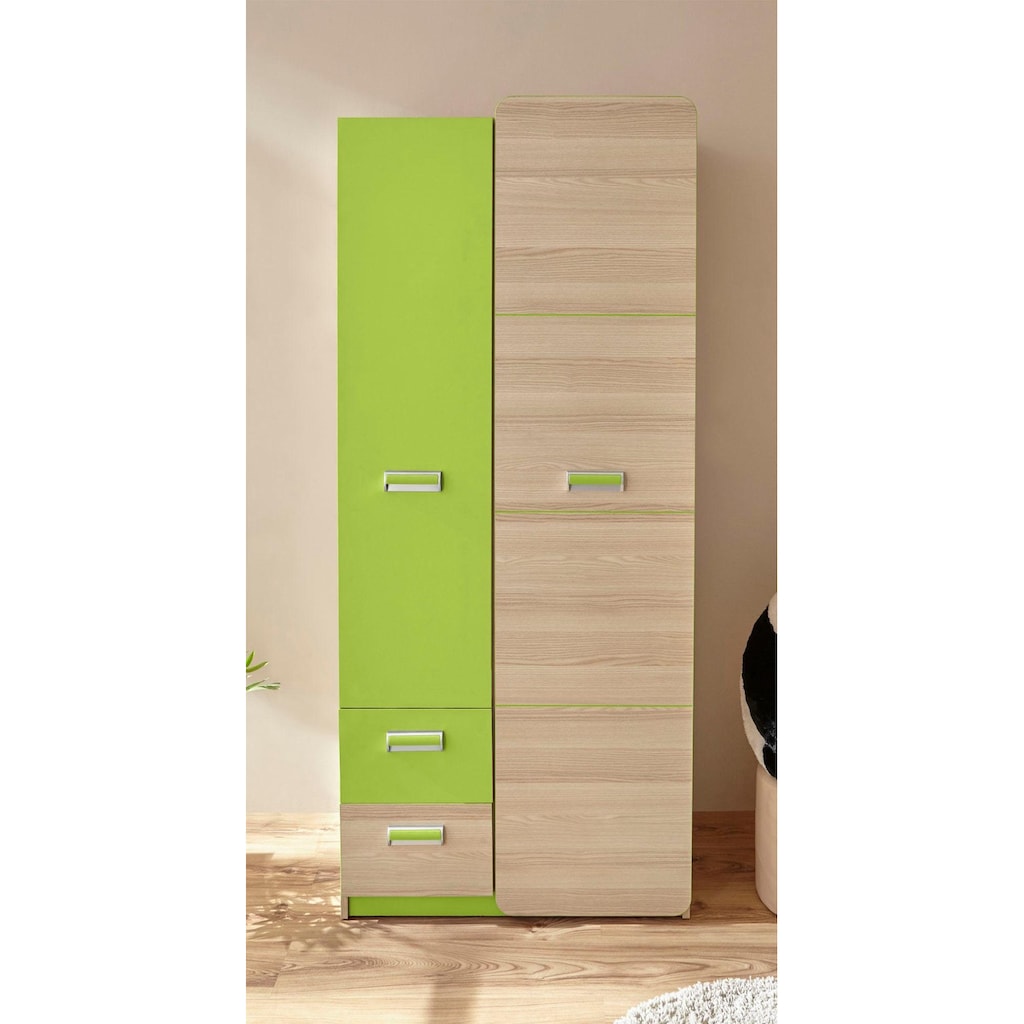 Ticaa Jugendzimmer-Set »Lori«, (Set, 6 St., Bett, Schrank, Schreibtisch, Standregal, Wandregal, Nachttisch)