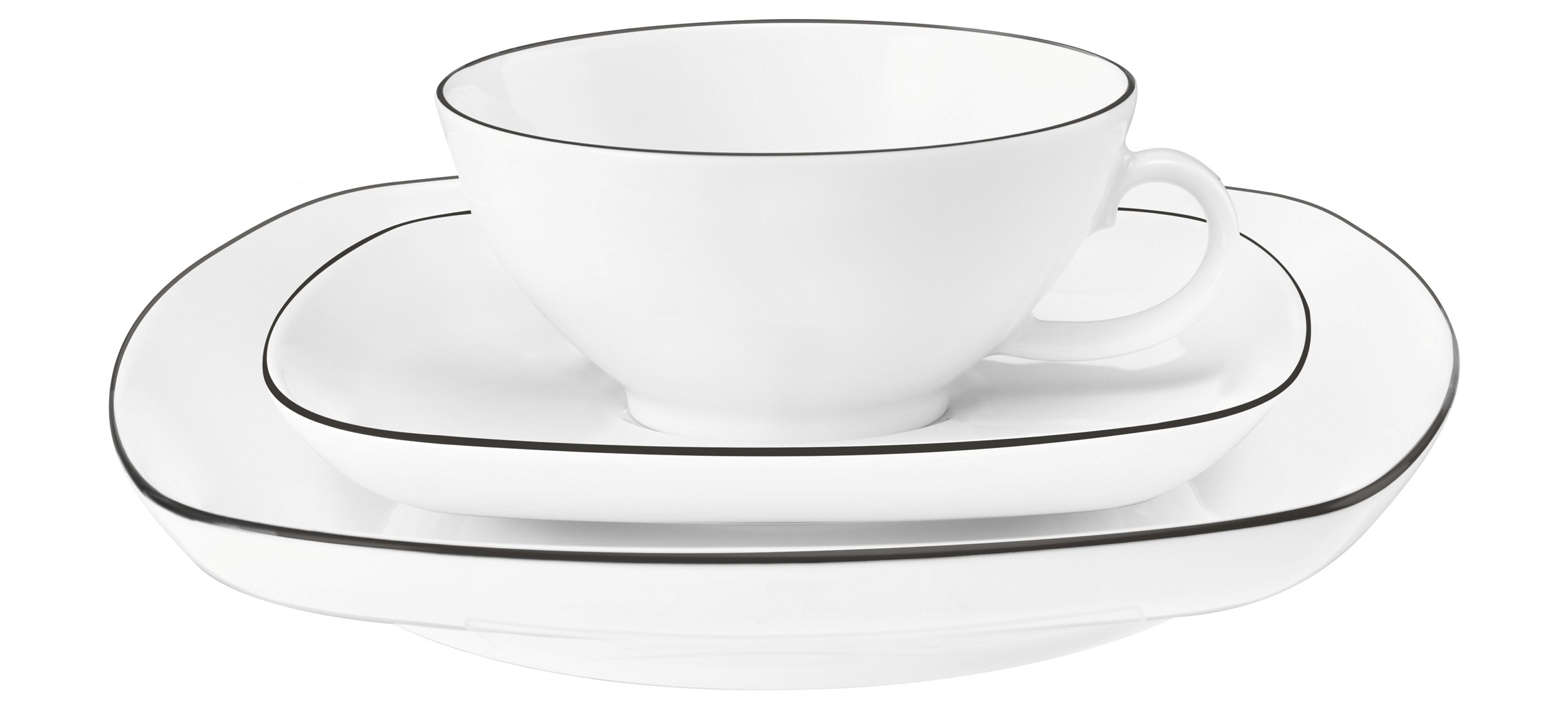 Seltmann Weiden Teeservice »Geschirr-Set Lido Black Line«, (Set, 18 tlg.), Tassen, Untertassen, Teller, 18 Teile, für 6 Personen, Made in Germany