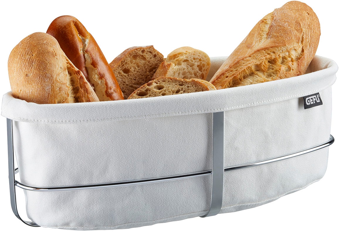 GEFU Brotkorb "BRUNCH oval" Edelstahl Rahmen, Baumwolleeinsatz, 1 Stk. tlg. günstig online kaufen