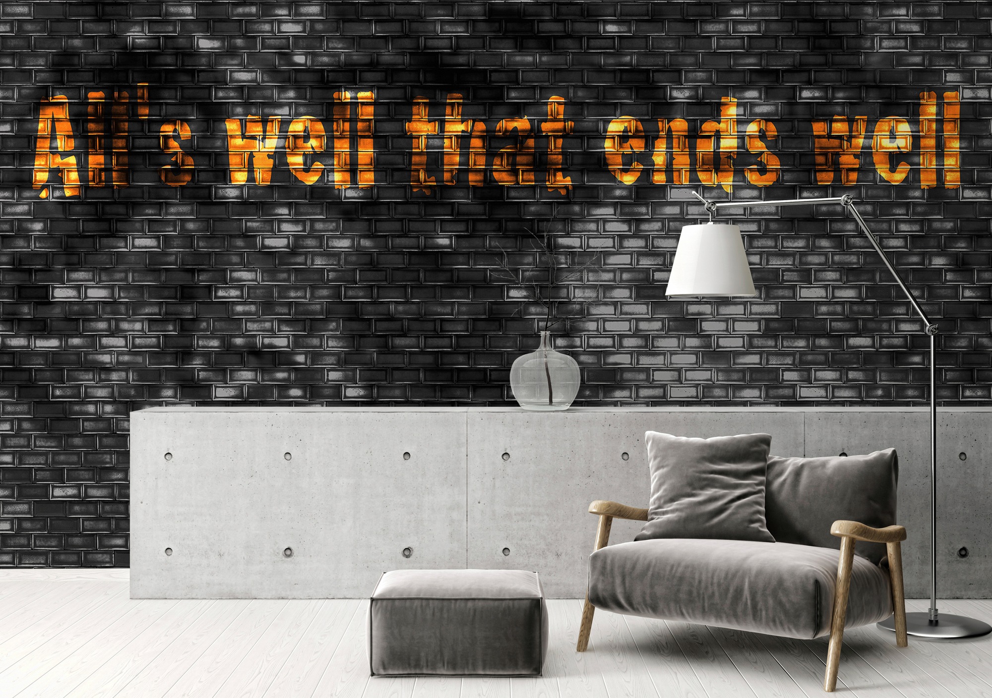 Architects Paper Fototapete »Atelier 47 Black Tiles«, Steinoptik-mit Schrift, Vlies, Wand, Schräge, Decke