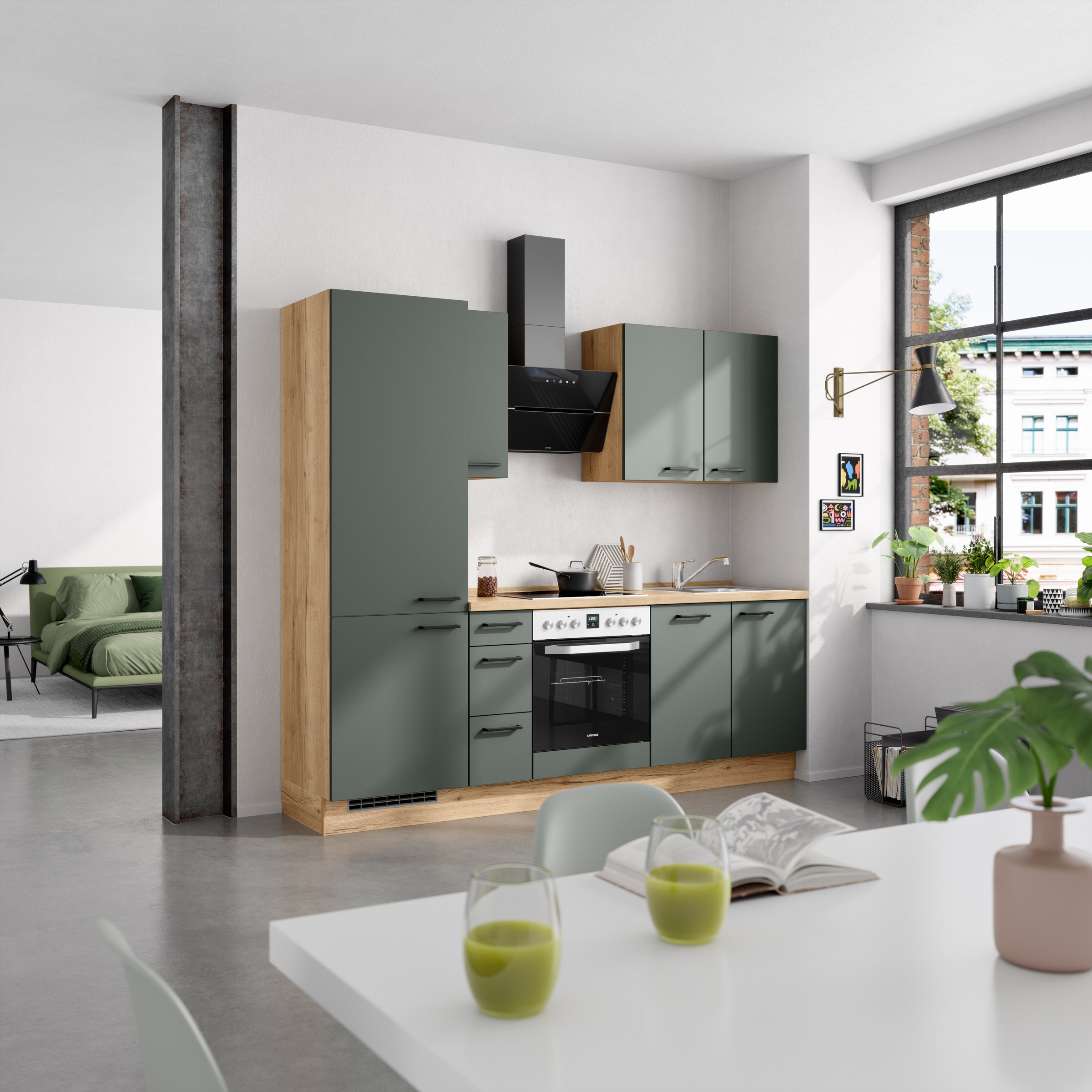 nobilia® Küchenzeile »"Easytouch II"«, vormontiert, Ausrichtung wählbar, Breite 240 cm, wahlw. mit E-Geräten