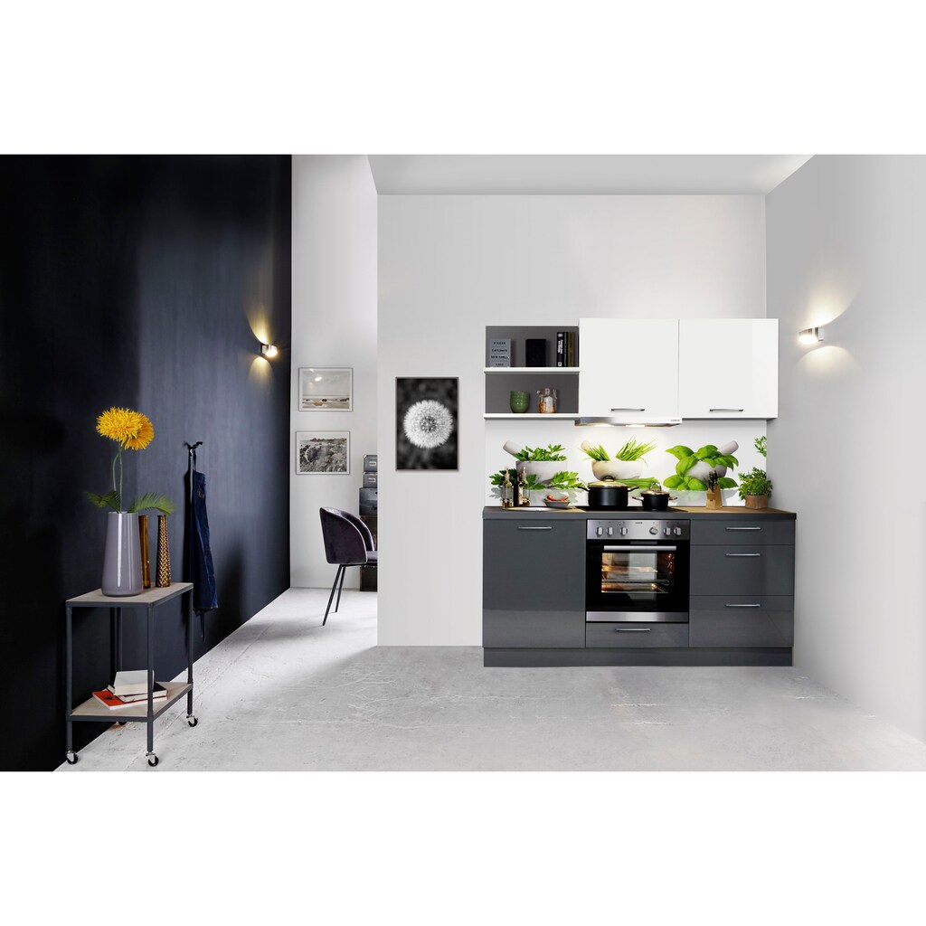 Express Küchen Küchenzeile »Jena«, mit E-Geräten, vormontiert, mit Soft-Close-Funktion, Stellbreite 180 cm