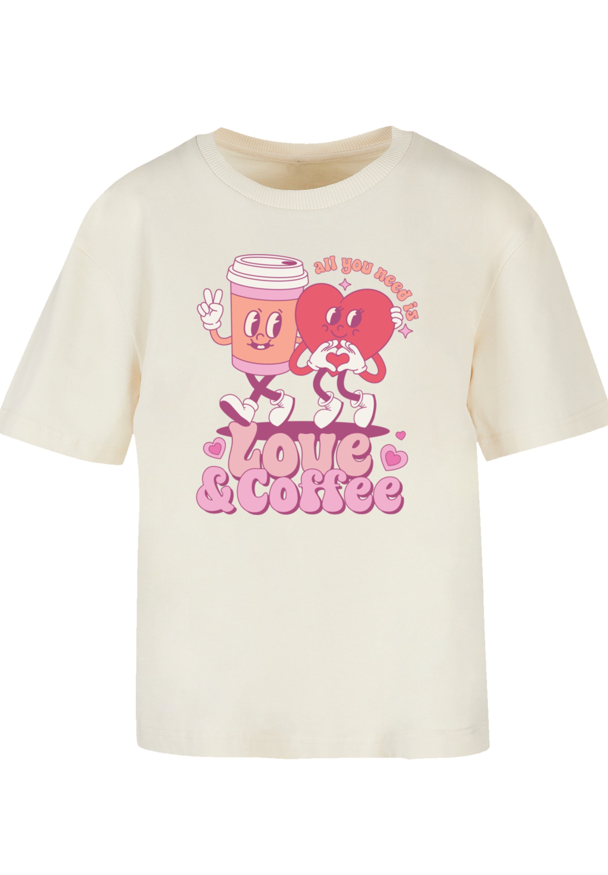 F4NT4STIC T-Shirt »Love and Coffe Valentinstag«, Premium Qualität