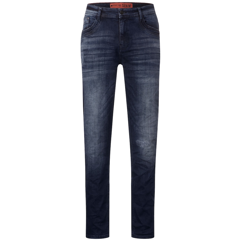 STREET ONE MEN Slim-fit-Jeans, in dunkelblauer Waschung