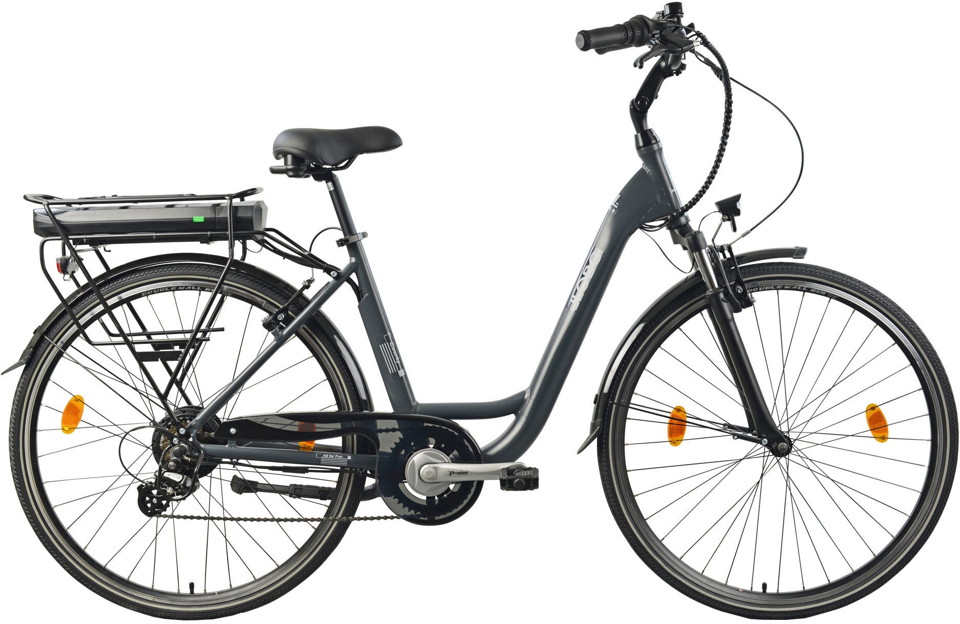 Llobe E-Bike »City E-Bike 28" County anthrazit«, Shimano, Altus, Heckmotor 250 W