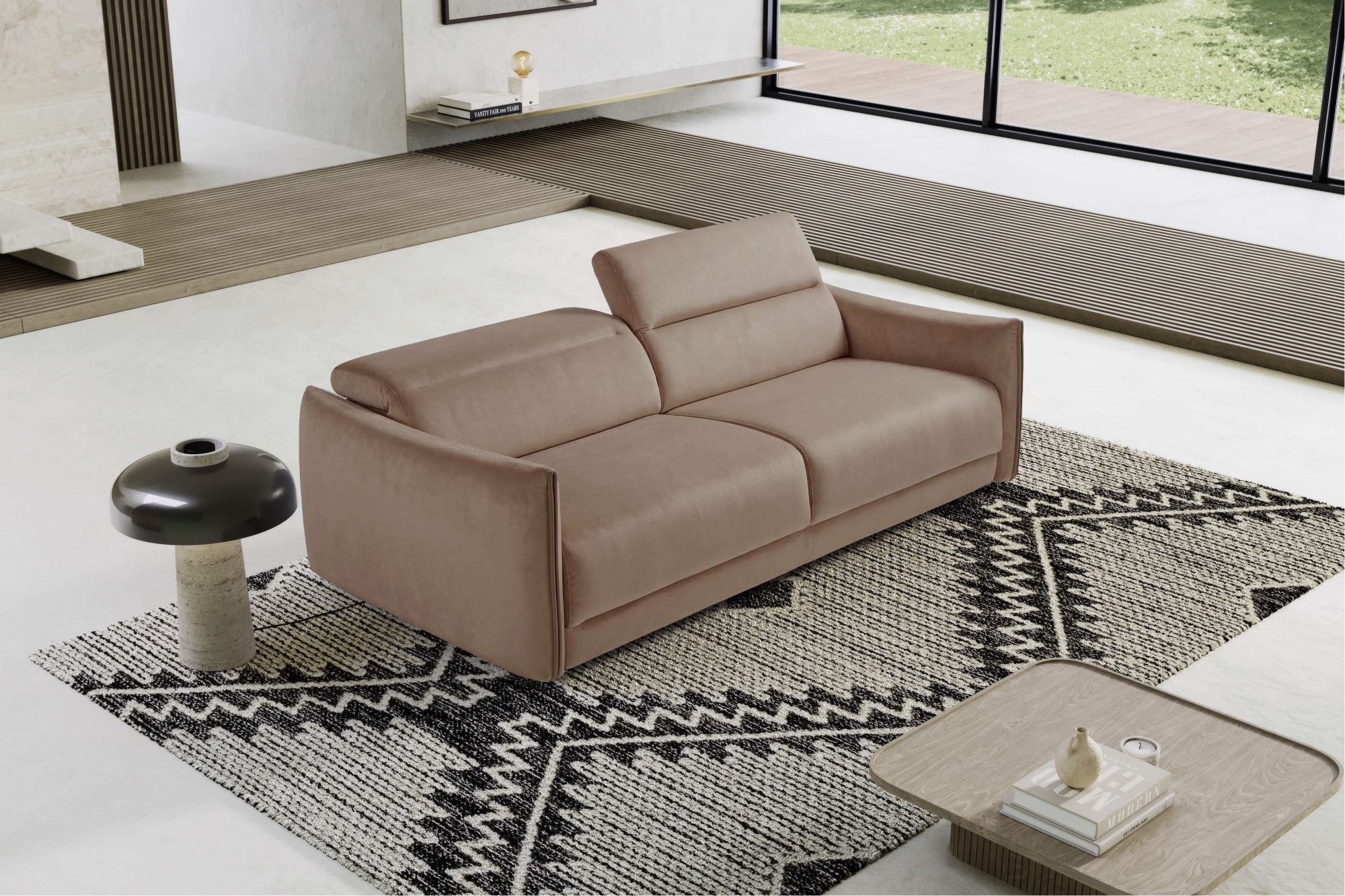 Egoitaliano Schlafsofa »FOX, Made in Italy-Designsofa mit Dauerschlaffunktion,Breite 216 cm« Bettsofa, Luxus-Microfaser mit verstellbaren Kopfstützen