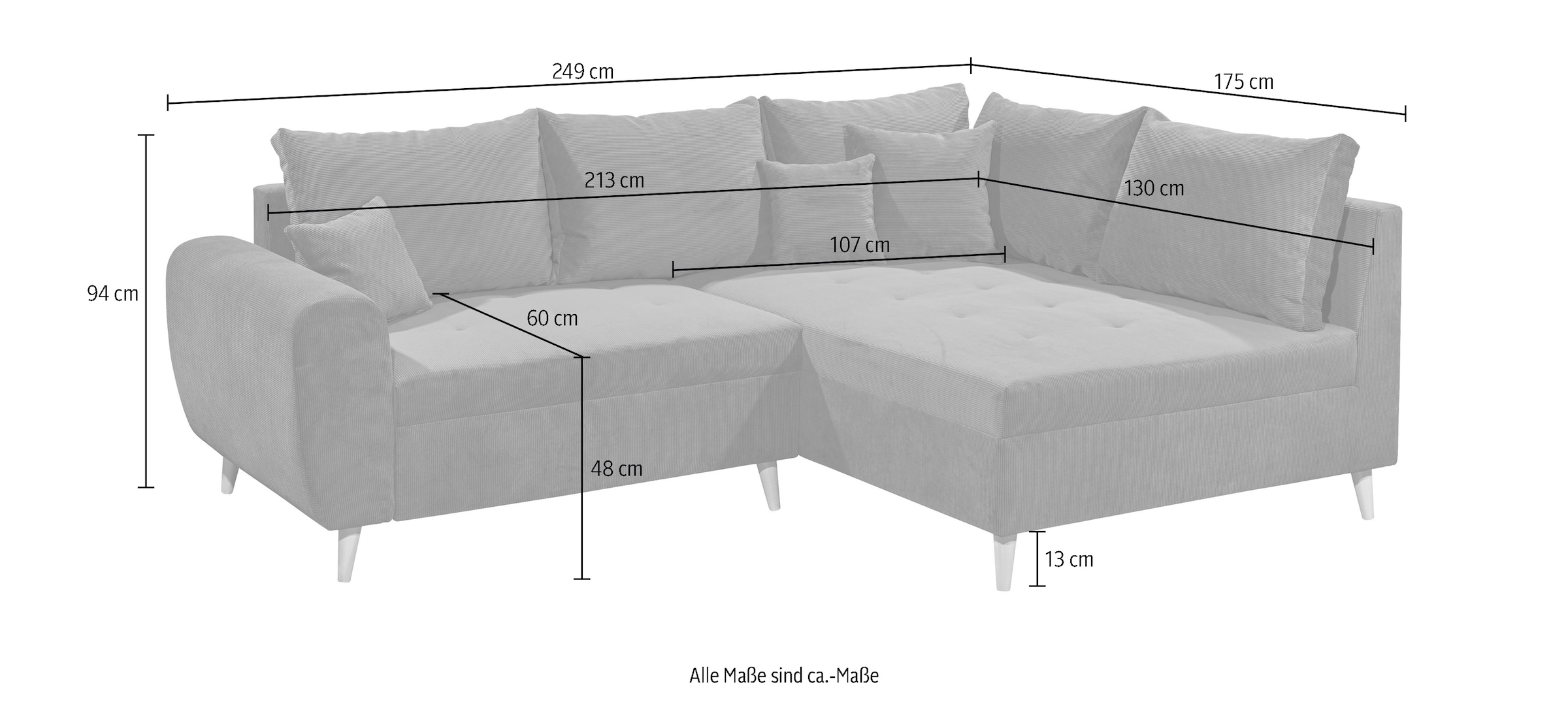 ED EXCITING DESIGN Ecksofa »Calanda L-Form«, mit Hocker, frei im Raum stellbar, Rücken- und Zierkissen