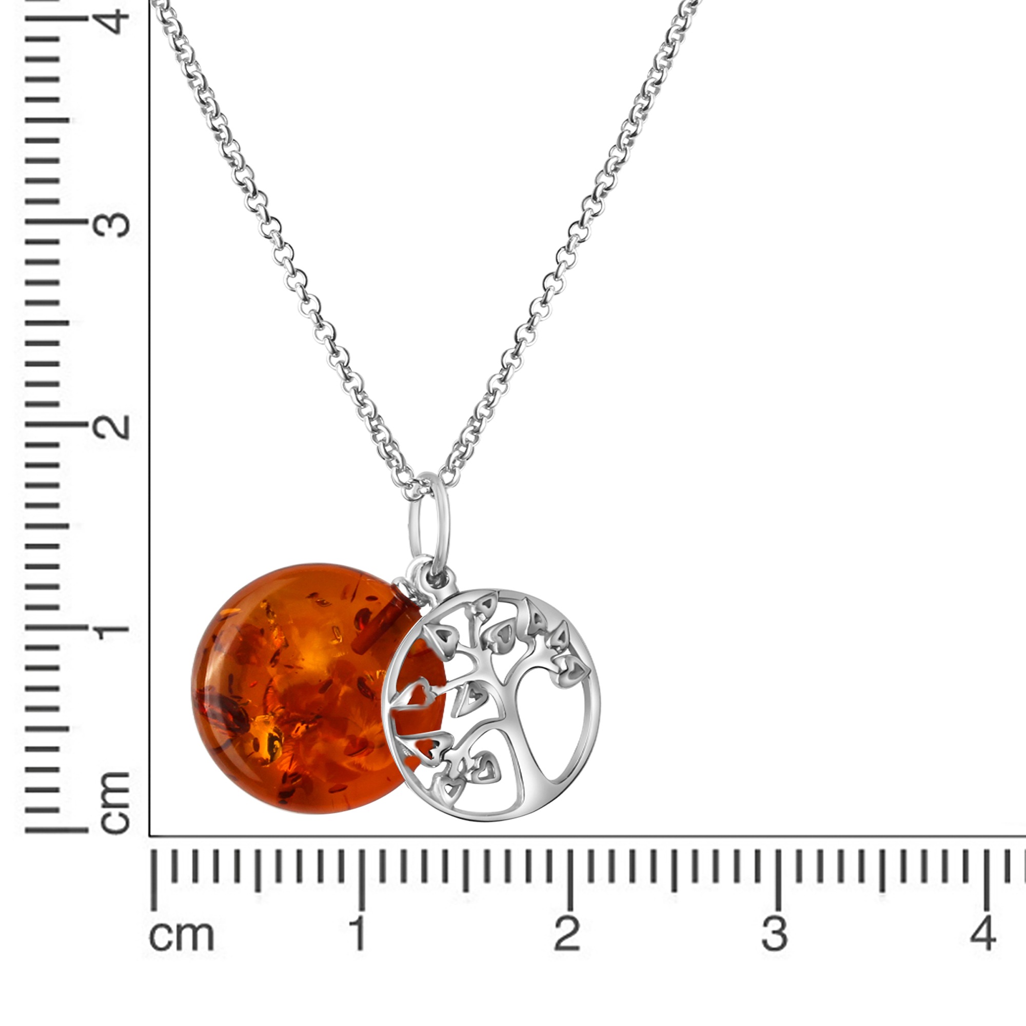 Vivance Kette mit Anhänger »925/- Sterling Silber rhodiniert Bernstein«