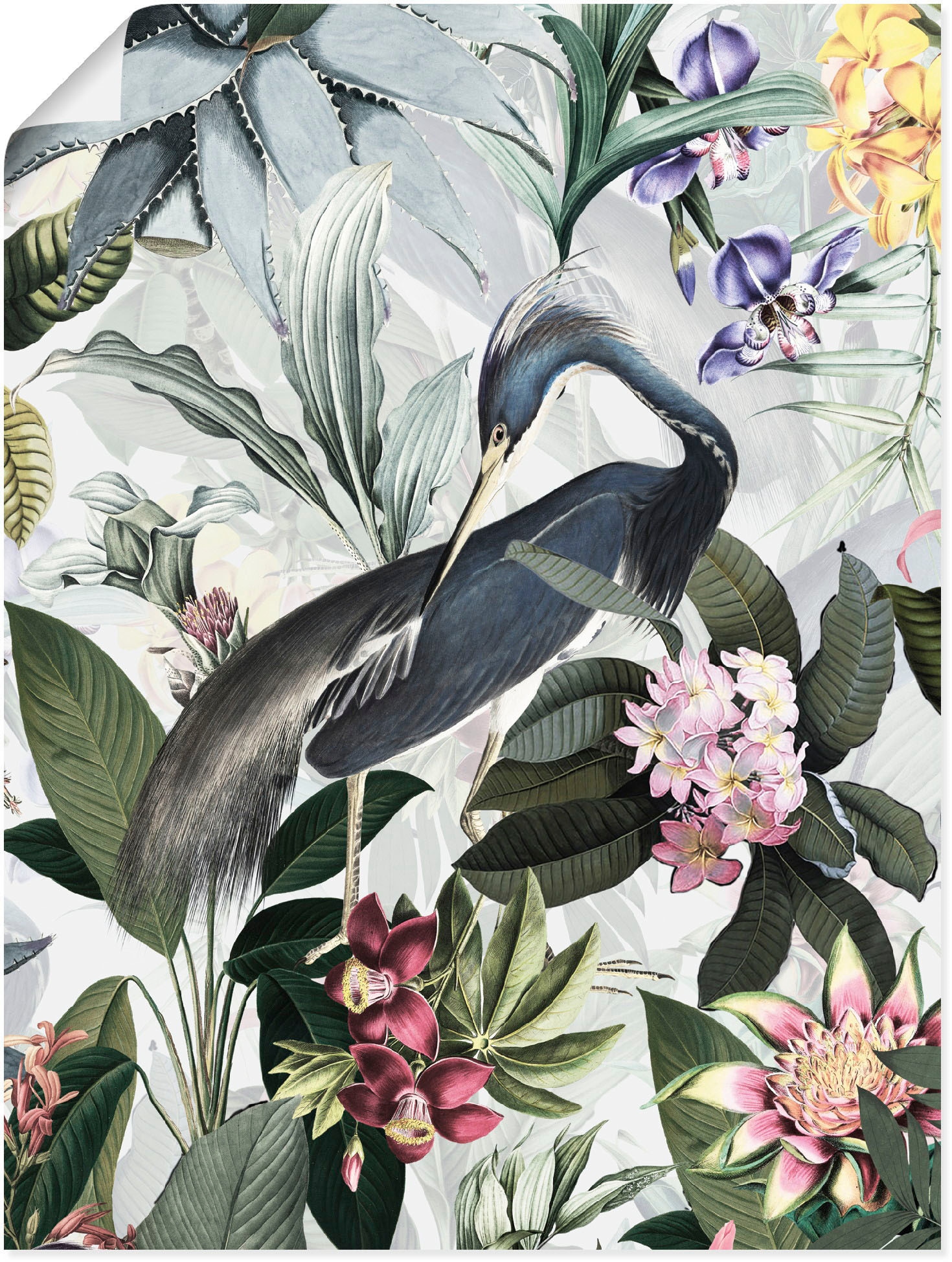 Artland Wandbild »Vintage Kranich«, Vogelbilder, (1 St.), als Alubild, Outdoorbild, Leinwandbild, Poster in verschied. Größen