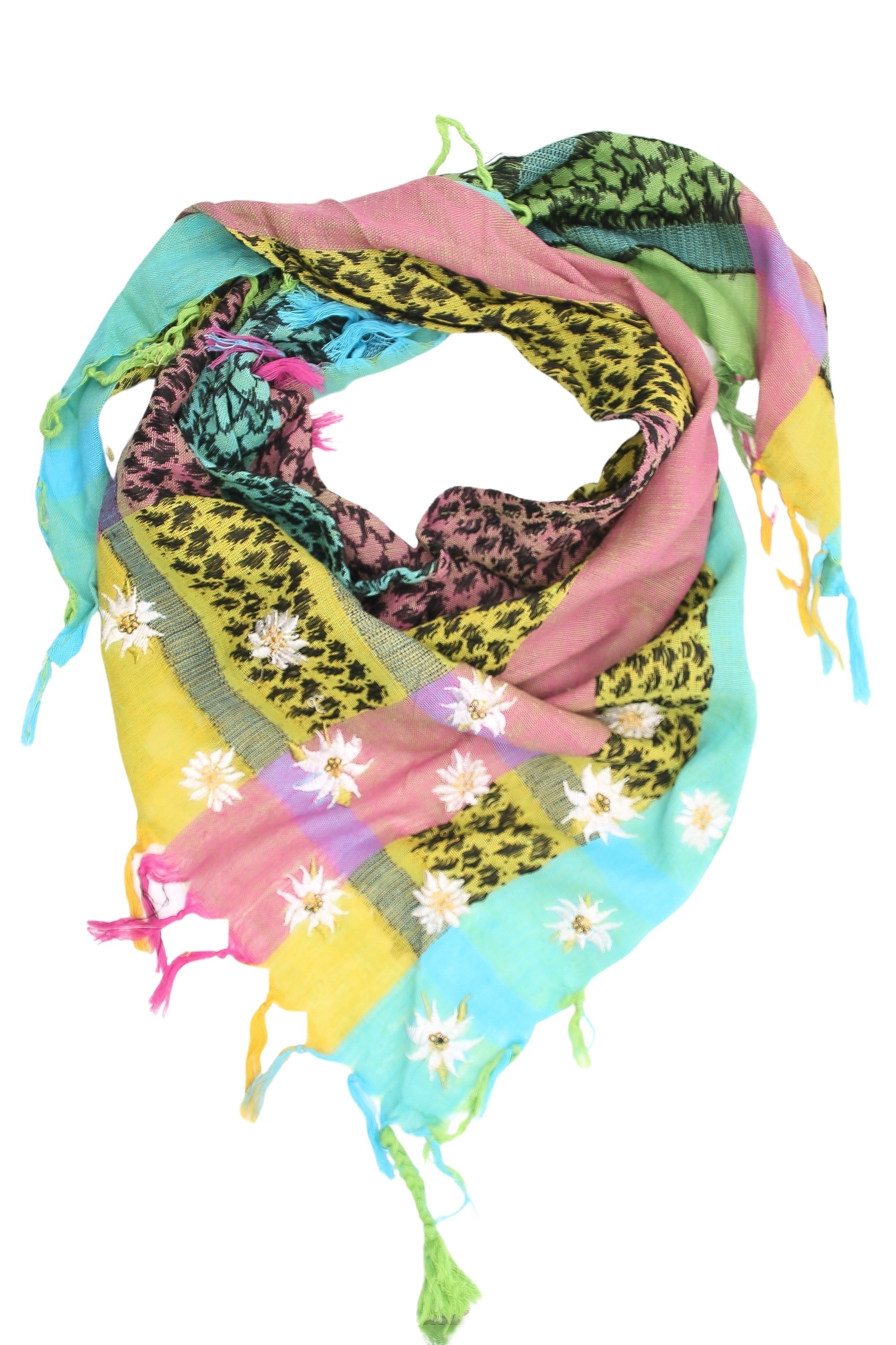 Allgäu Rebell Schal "Edel-Hippie" 1 Stk. tlg. mit Edelweiss Blüten in bunt günstig online kaufen