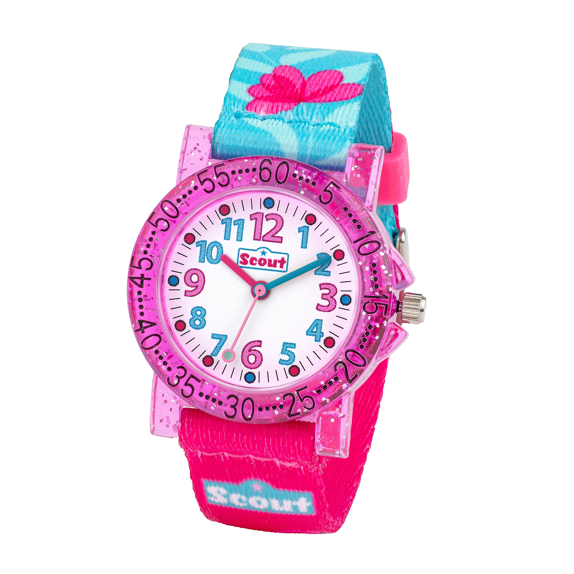 Scout Quarzuhr »The IT-Collection« Armbanduhr, Kinderuhr, Lernuhr, Mädchen, Blumen, Flamingo, Geschenk