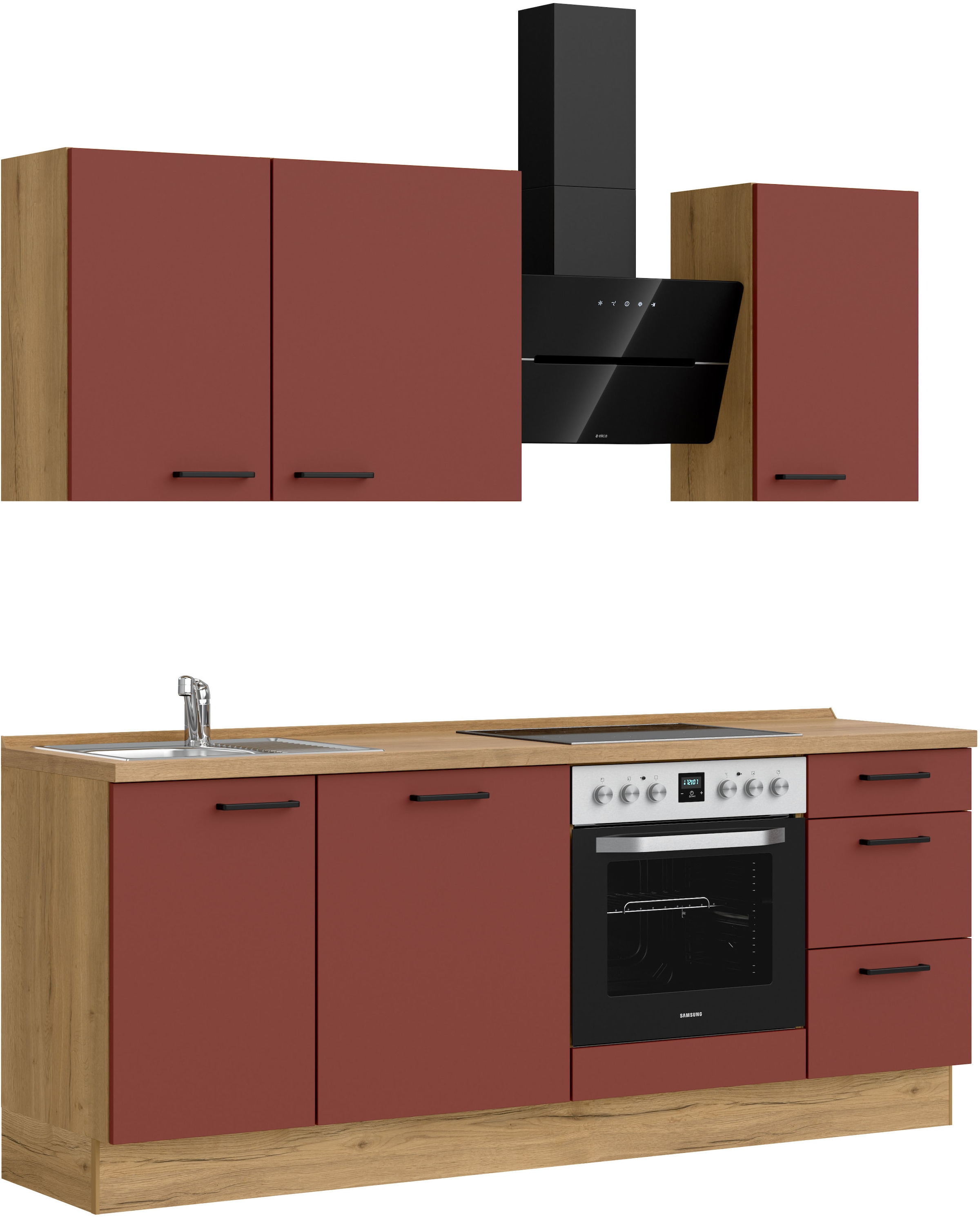 nobilia® Küchenzeile »"Easytouch II"«, vormontiert, Ausrichtung wählbar, Breite 210 cm, wahlw. mit E-Geräten