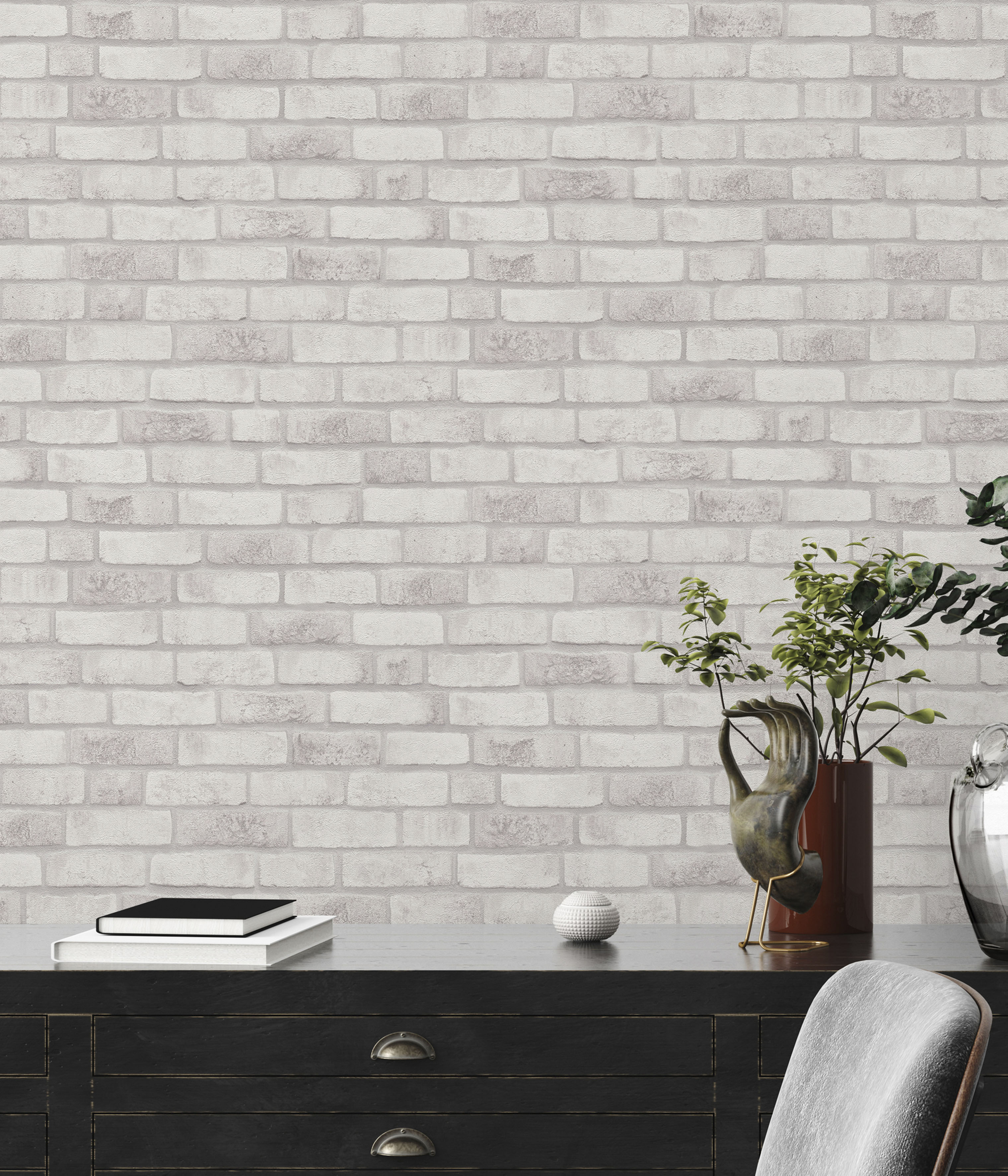 A.S. Création "Bricks & Stones Backstein" gemustert matt neutral leicht strukturiert Steintapete Tapeten Wohnzimmer Schlafzimmer Küche modern Design Optik