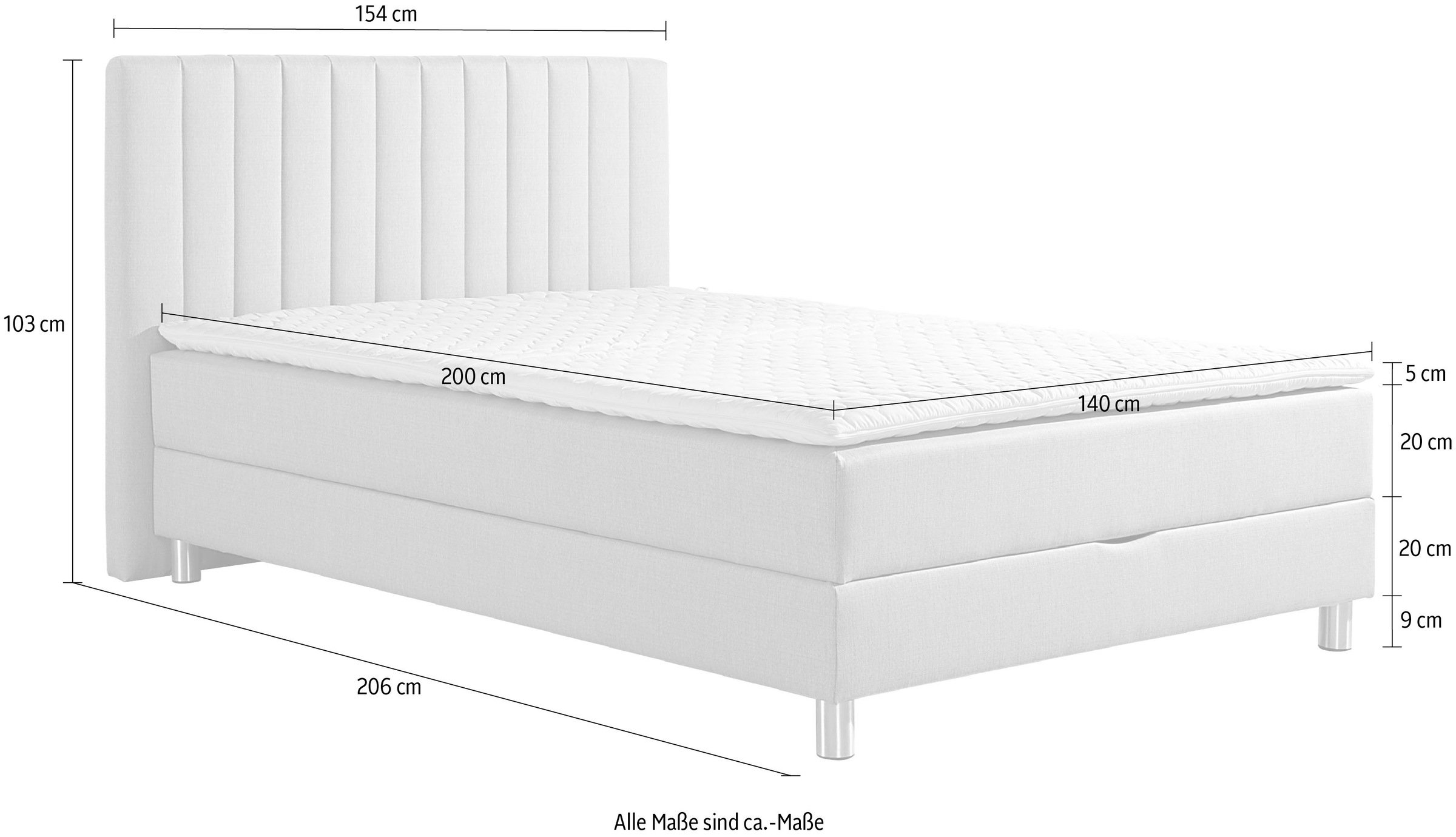 Maintal Boxbett, mit Bettkasten und Kaltschaum-Topper
