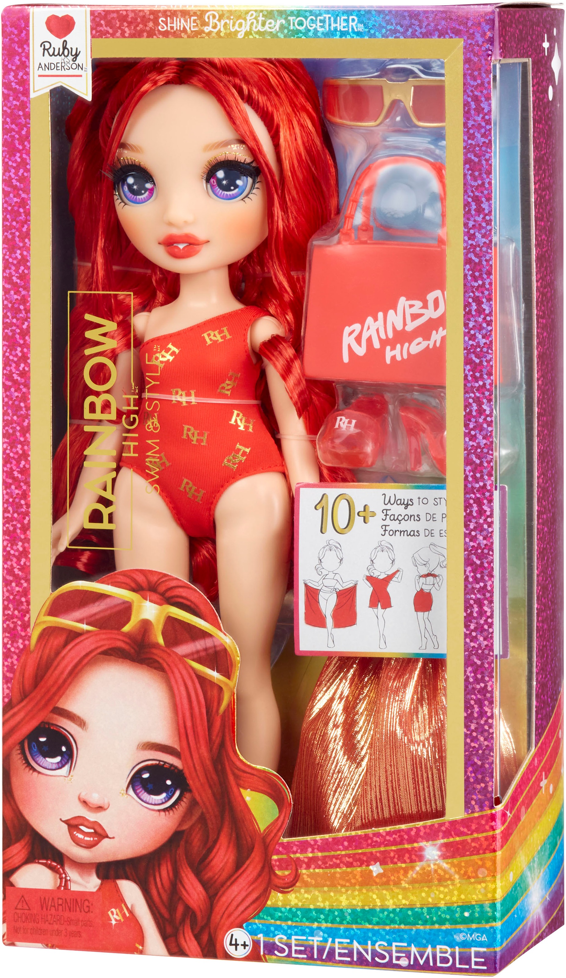 RAINBOW HIGH Anziehpuppe »Rainbow High Swim & Style Fashion Doll- Ruby (Red)«