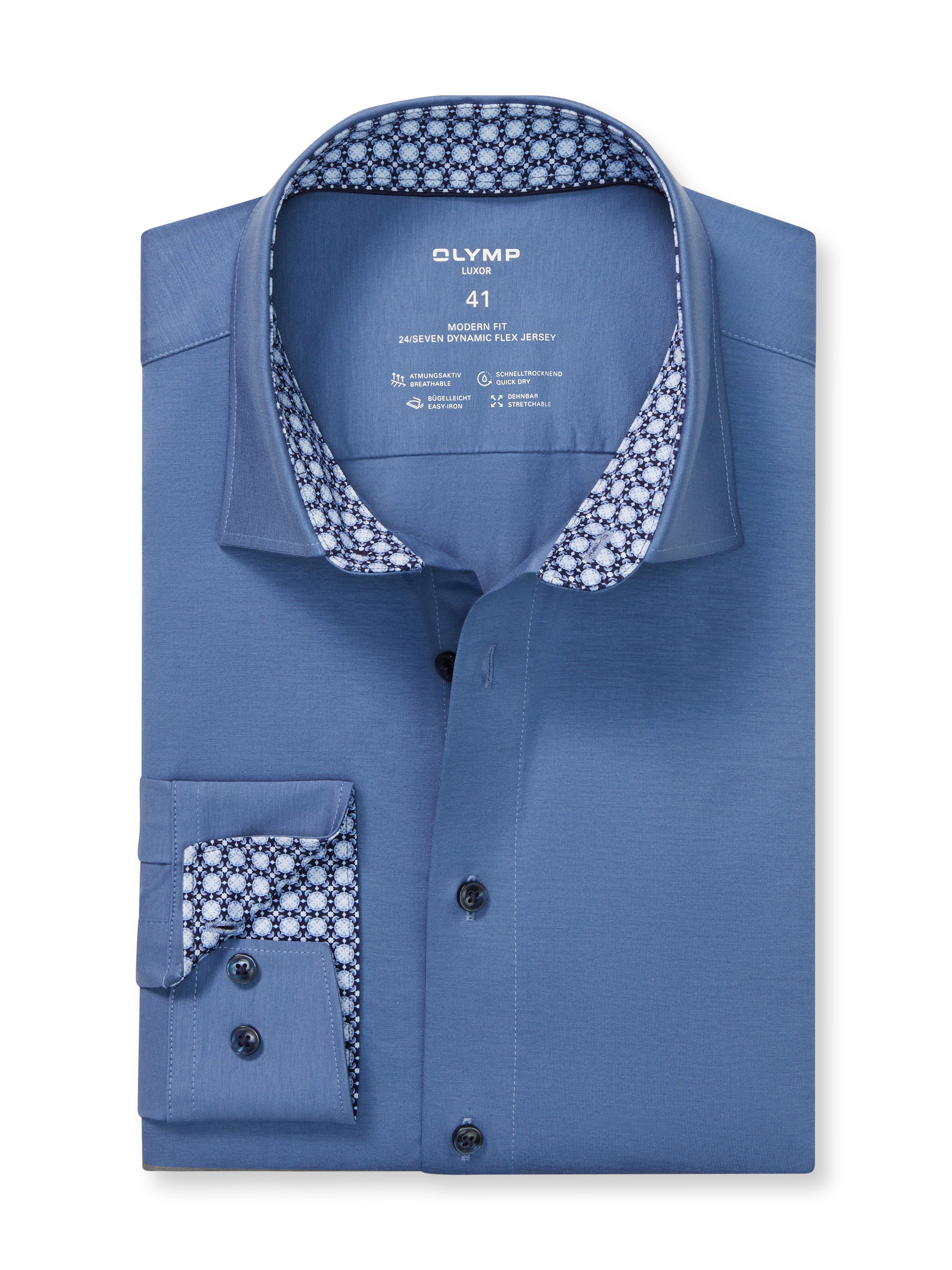 OLYMP Langarmhemd "Luxor 24/Seven", Atmungsaktiv, Jersey, modern fit, New K günstig online kaufen