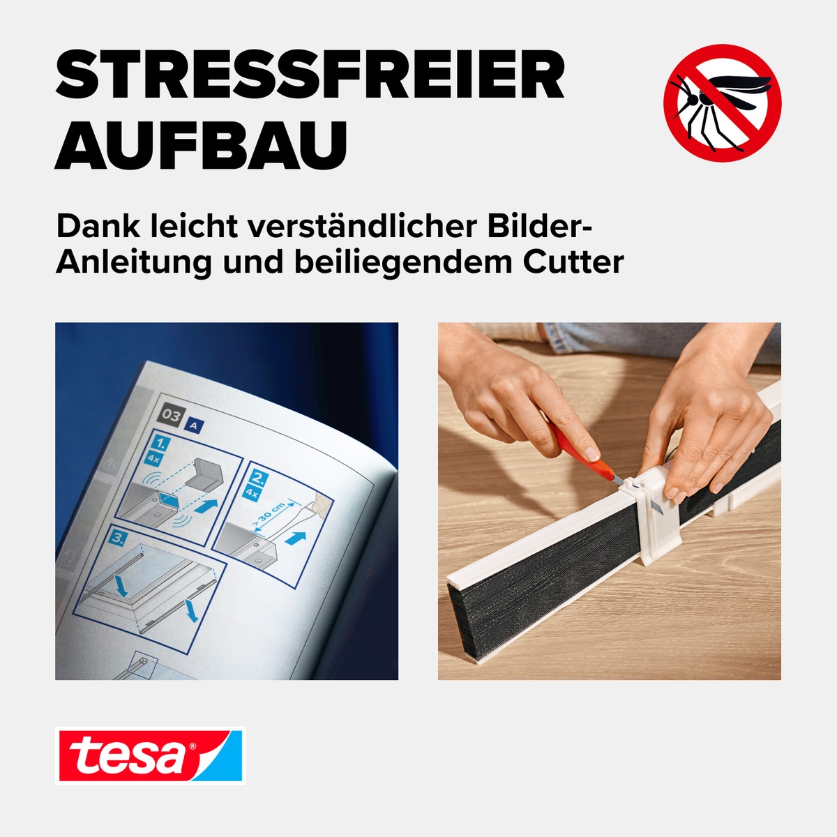 tesa Insektenschutz-Fensterrahmen »Insect Stop Alu-Insektenschutzrollo teleskopierbar - 1,3 x 1,5 m«, speziell für Dachfenster - Insektenschutz Plissee - ohne Bohren, weiß