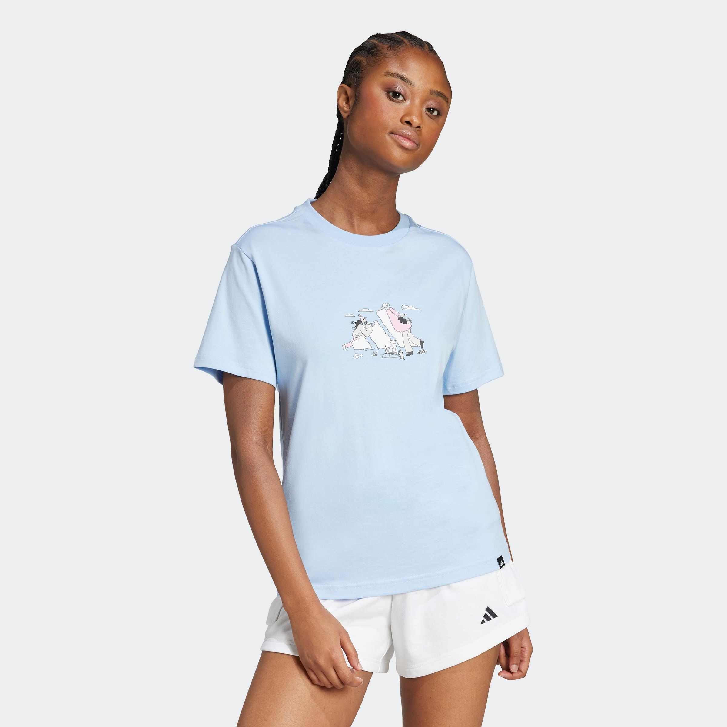 adidas Sportswear T-Shirt "W DDL T" Kurzarm, verspielte Doodle-Grafik, aus günstig online kaufen