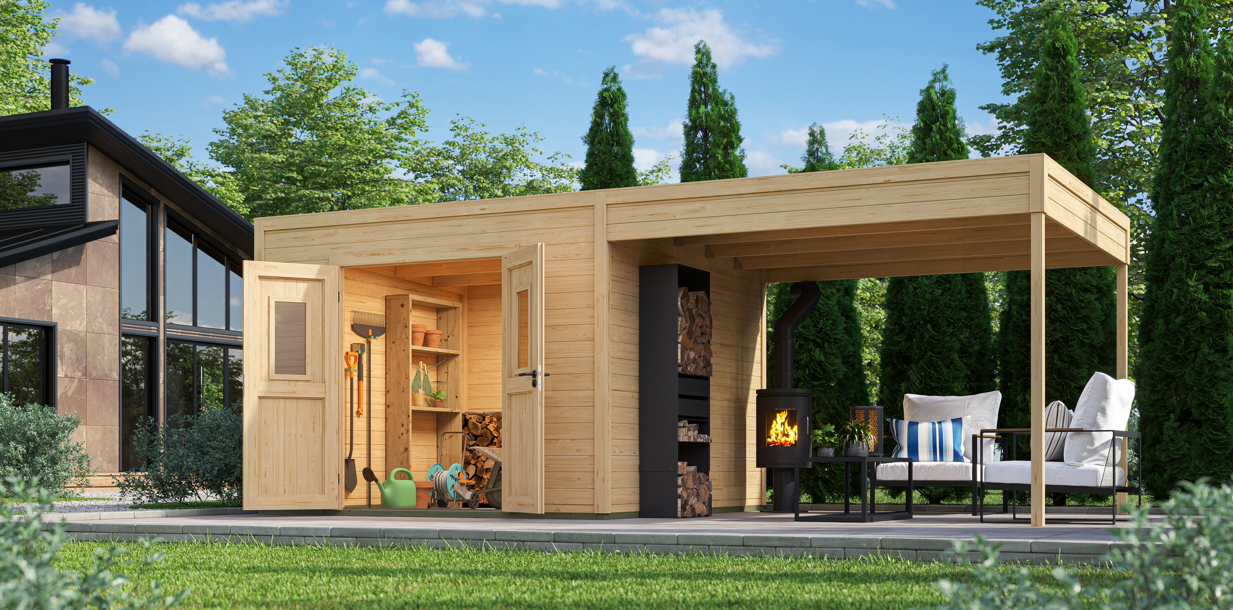 Nordic Holz Gartenhaus-Anbaudach "FELIX FYNN 3 ANBAU", Flachdach günstig online kaufen