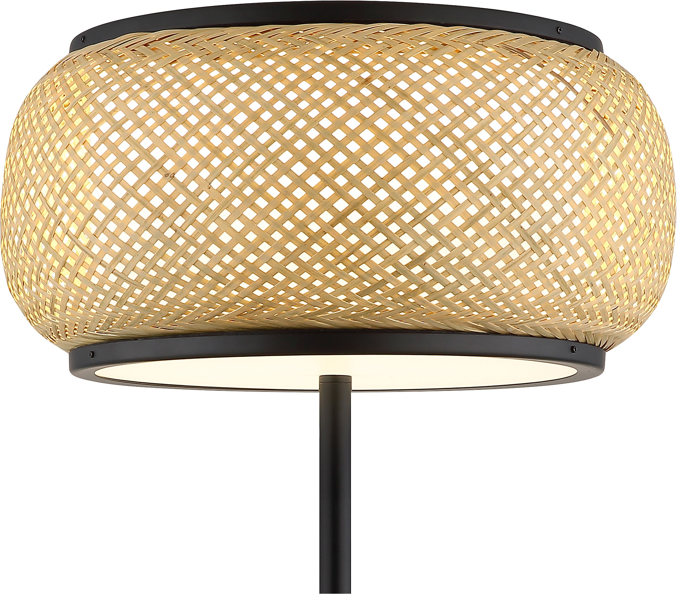GLOBO LIGHTING Stehlampe »BAMBORA« LED-Modul 1 Stk. Stehleuchte schwarz Bambus LED CCT Fußschalter Memory
