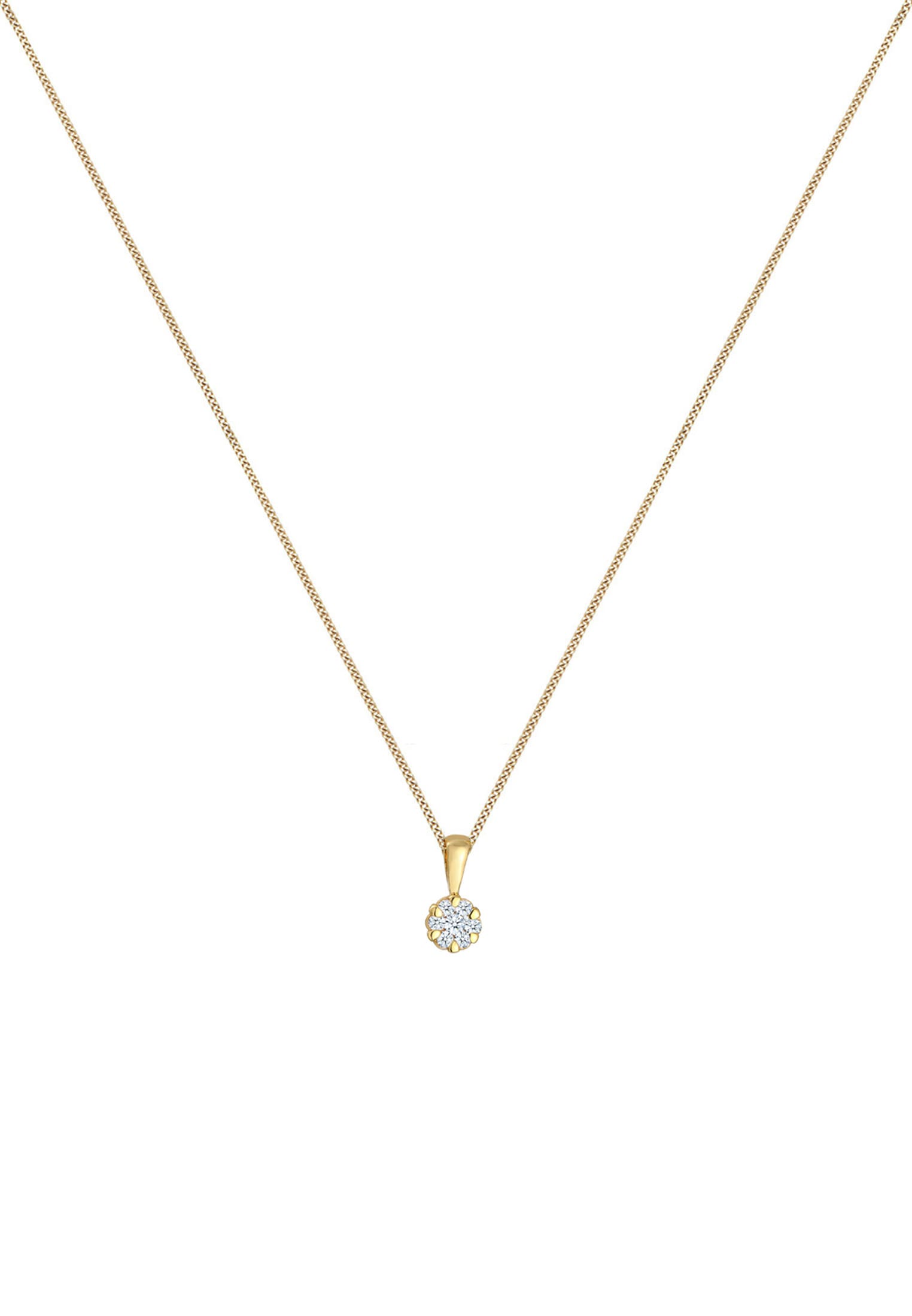 Elli DIAMONDS Silberkette »Halskette Diamant Weiß Brillantschliff (0.12 ct) 585 Gelbgold«