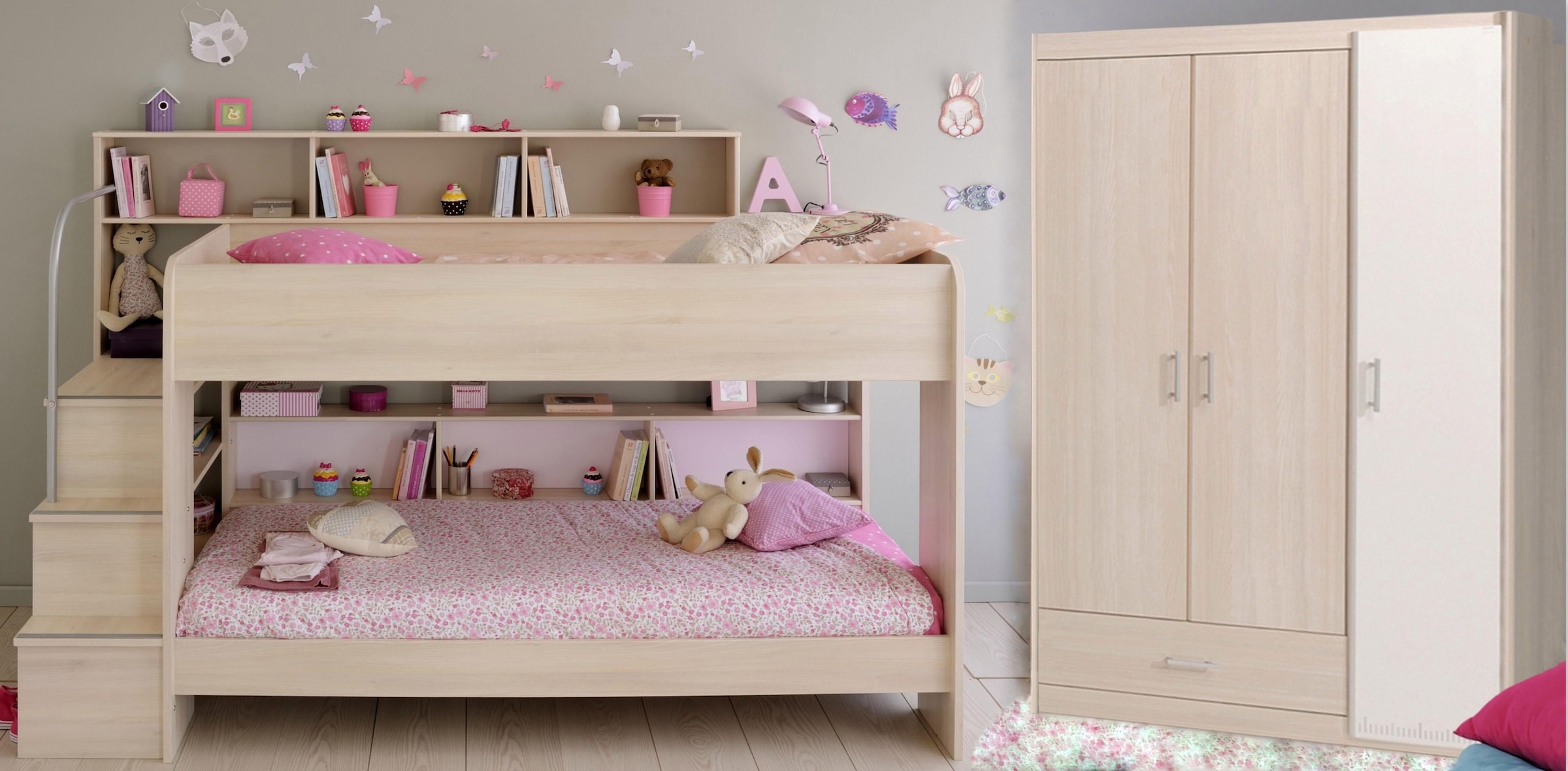 Parisot Jugendzimmer-Set »Bibop«, (Set, 2 St., Etagenbett, Schrank)