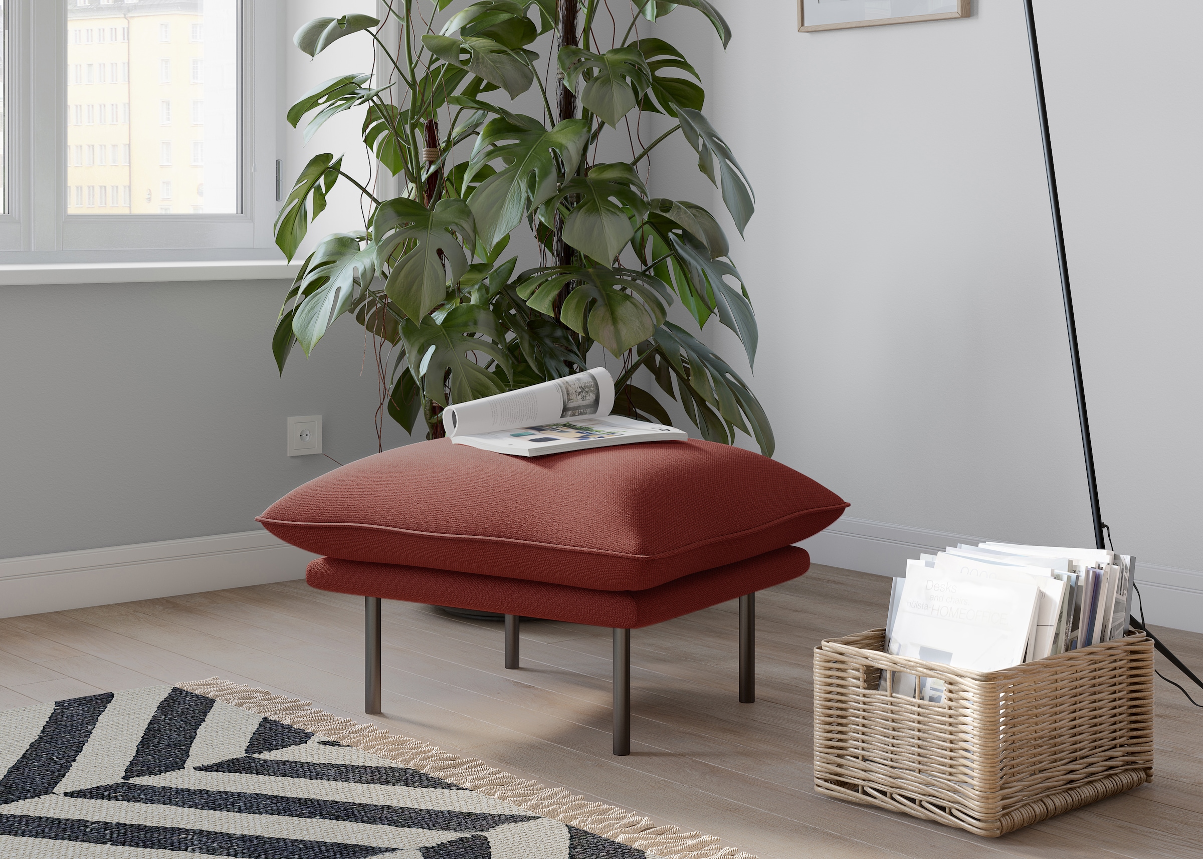 andas Polsterhocker »Stine«, Besonderes Design durch Kissenoptik und Keder, by Morten Georgsen
