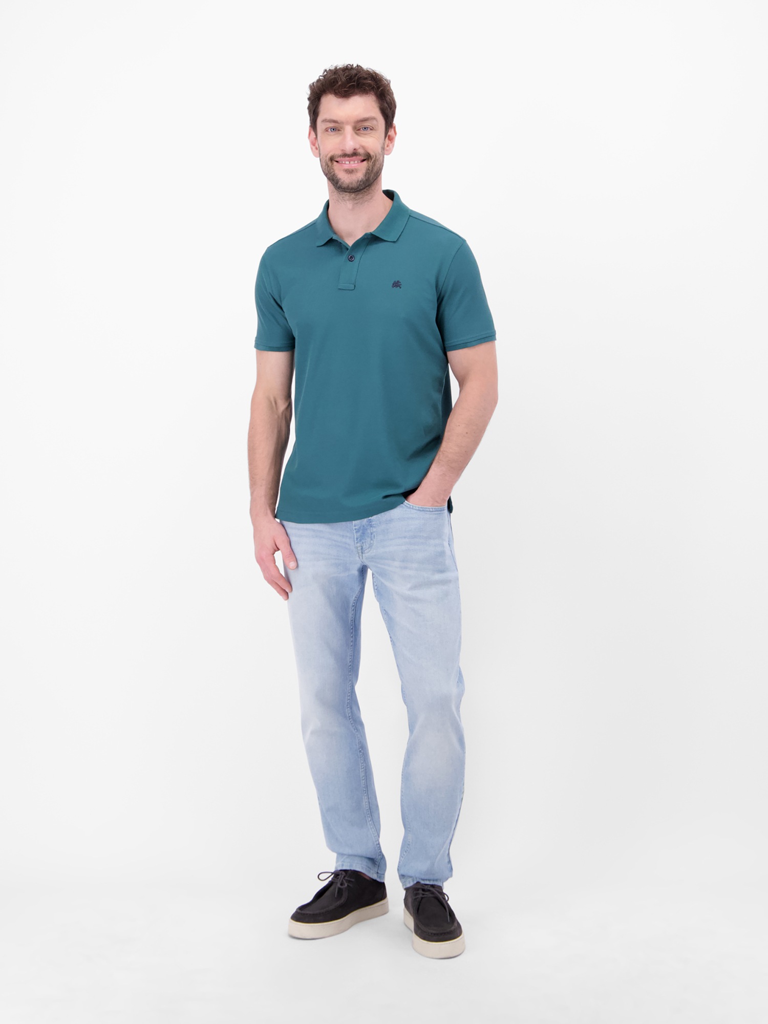 Poloshirt LERROS "Poloshirt, COOL & DRY und Logo-Stitch", Herren, Gr. 3XL, soft teal, 60% Baumwolle, 40% Polyester, ohne Ausschnitt, Shirts, Trocknet schnell, angenehm kühl, pflegeleicht, kurzarm, einfarbig 6
