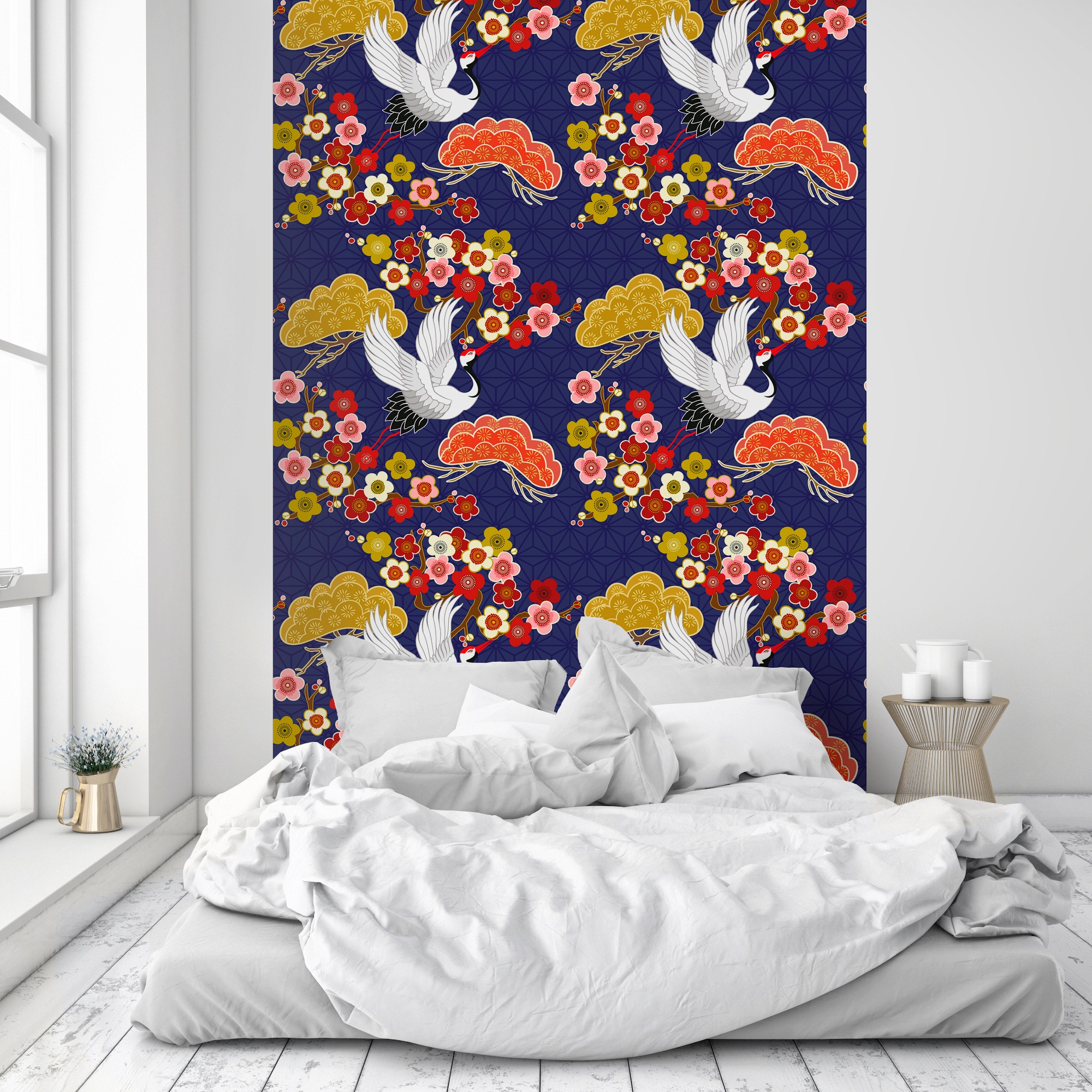queence Vinyltapete »Malea«, bedruckt-Motiv-botanisch-floral-gemustert-natürlich, 90x250cm, selbstklebend, kinderleichte Anbringung, Sticker
