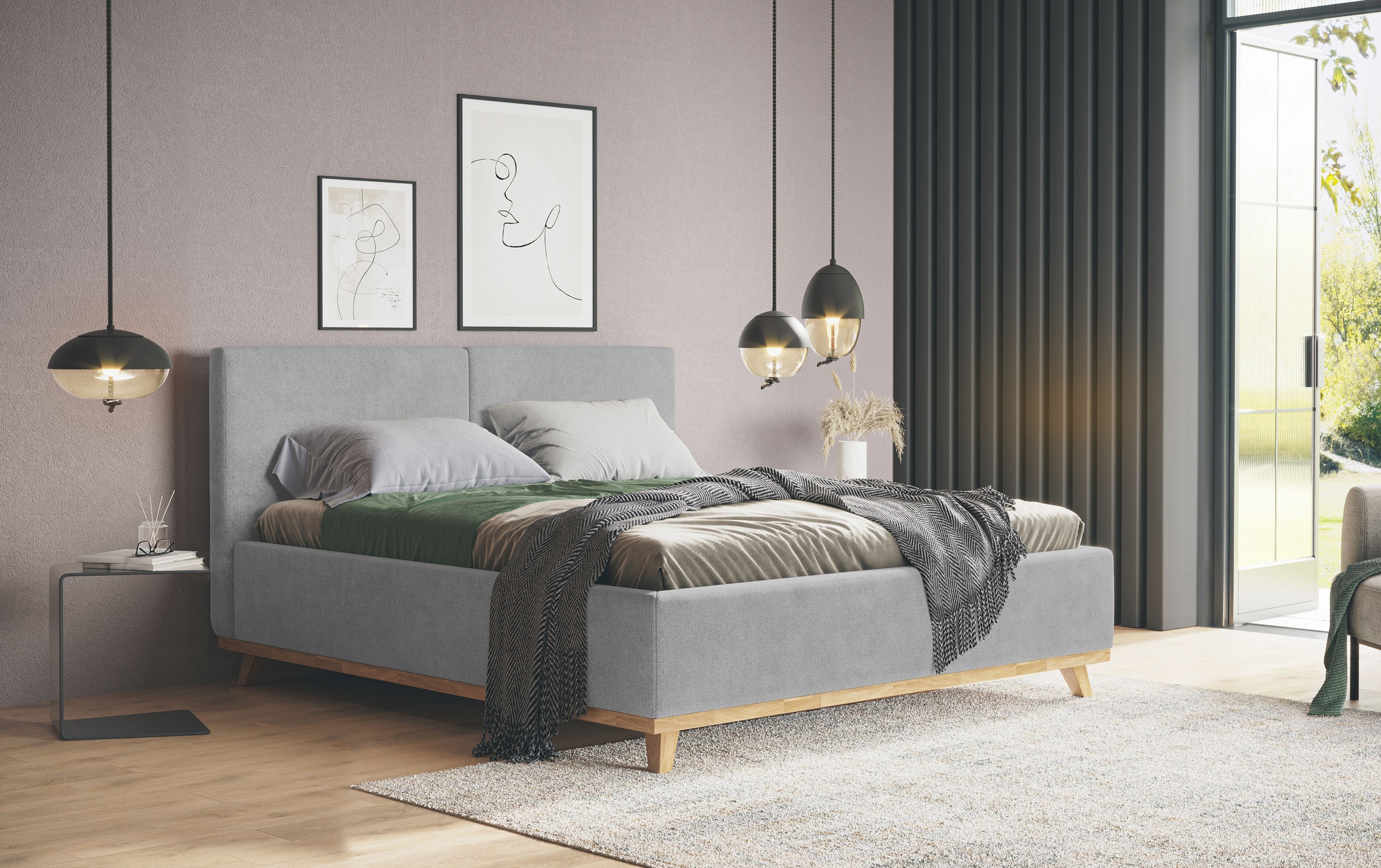 Polsterbett COTTA, B:171cm H:112cm L:222cmsteel, Betten, "MILLI III wahlweise mit Bettkasten", erhältlich in den Größen 160x200cm & 180x200cm
