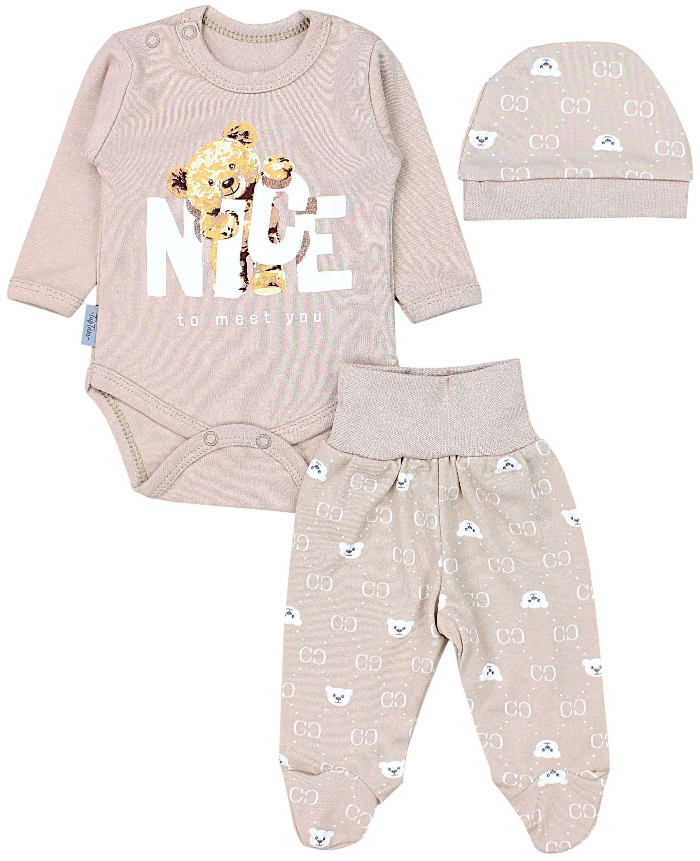 TupTam Langarmbody "Set Baby Bekleidungsset Langarmbody Hose Mütze3 teilig"