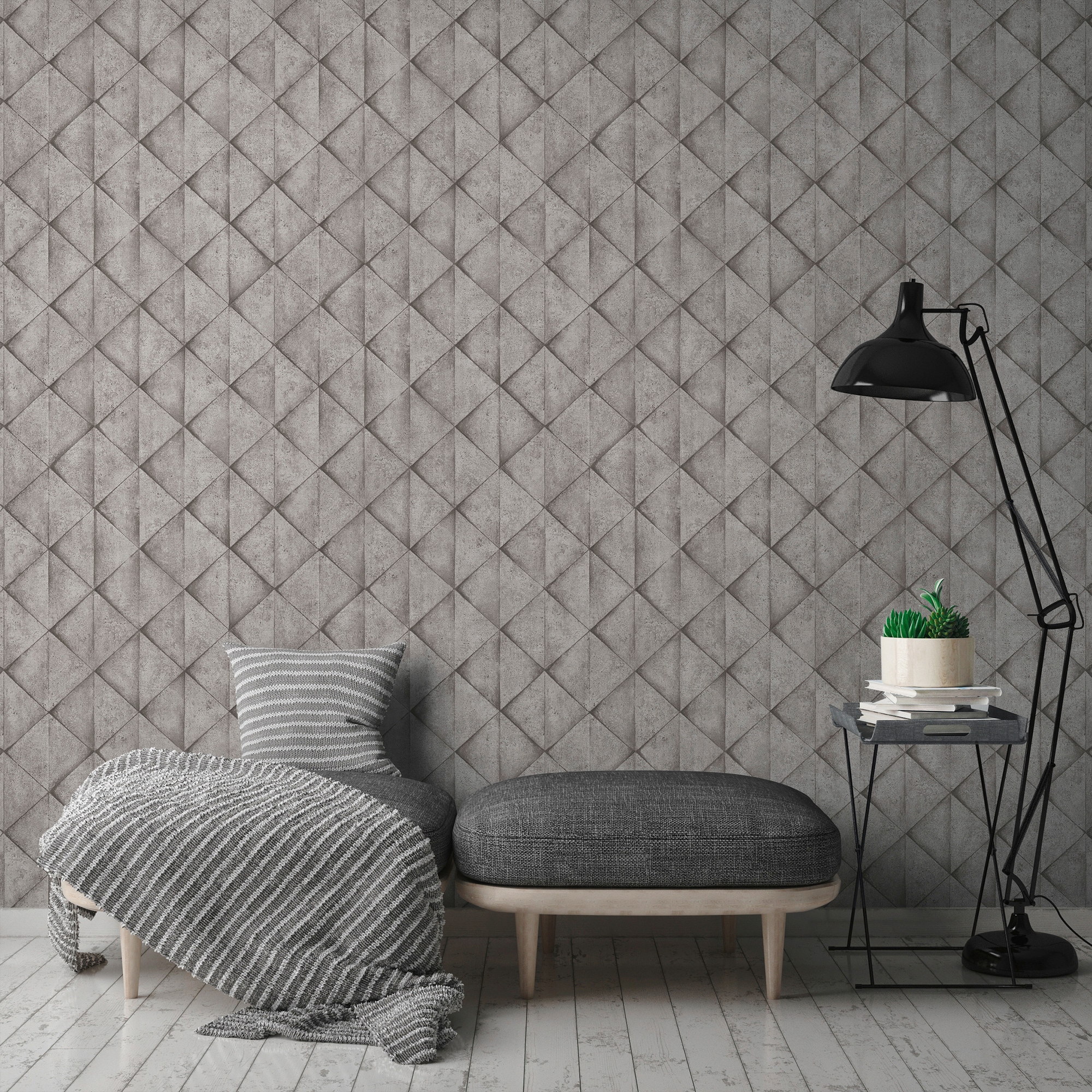 living walls Vliestapete »Industrial«, 3D-Optik-geometrisch-grafisch, Steinoptik Tapete Geometrisch Tapeten Wohnzimmer Schlafzimmer Küche