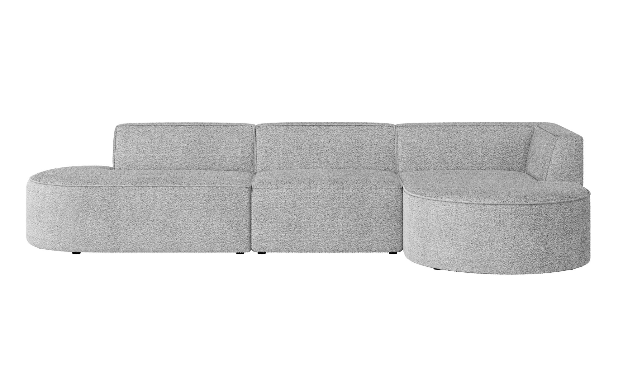 andas Ecksofa »EIVIND Designer Sofa mit Ottomane rechts/links, B/T/H: 343/159/72 cm«, L-Form mit Wellenunterfederung, auch in Feincord und Bouclé