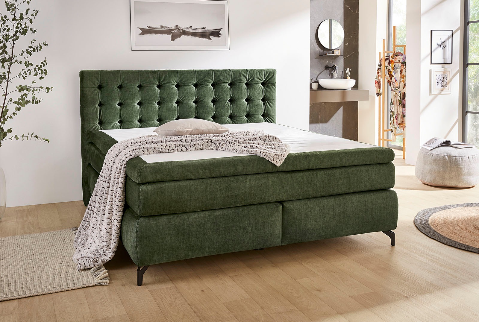 Thumbnail - Jockenhöfer Gruppe Boxspringbett "Jessica inklusive 9cm Kaltschaum-Topper" und 7-Zonen-TTFK-Matratze (H3,H3/H4 oder H4),...