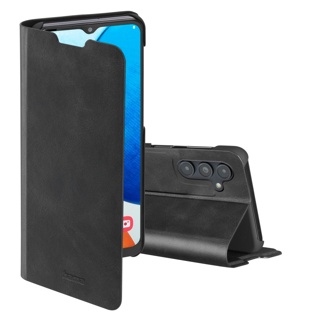 Hama Smartphone-Hülle »Booklet für Samsung Galaxy A14 und Samsung Galaxy A14 5G, schwarz«, Galaxy A14 4G, Resistentes Kunstleder, Standfunktion & Einsteckfach mit Fingeröffnung