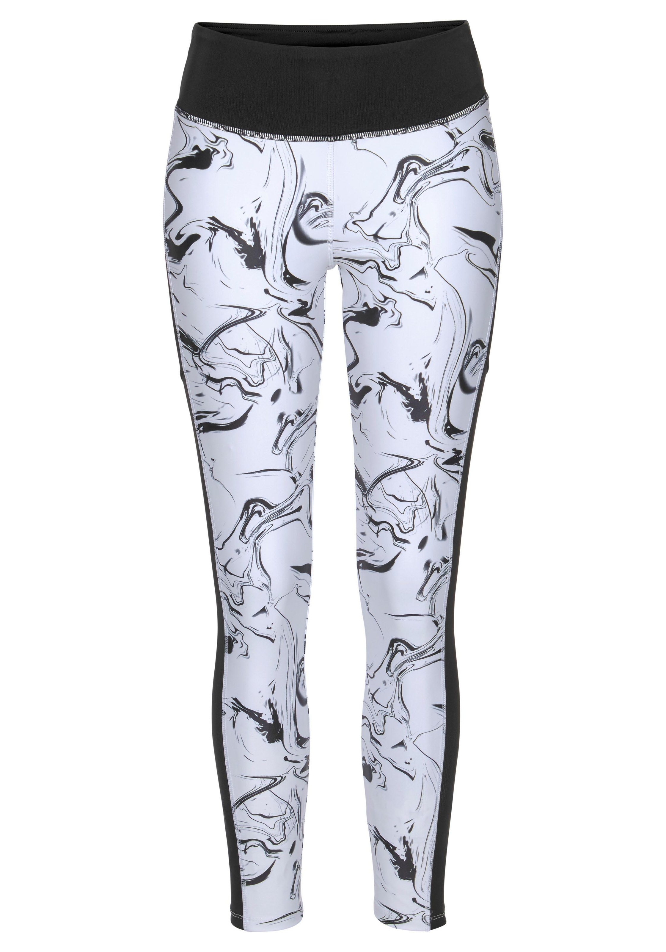 LASCANA ACTIVE Leggings "White Marble", im Marmor-Muster mit Seitenstreifen günstig online kaufen