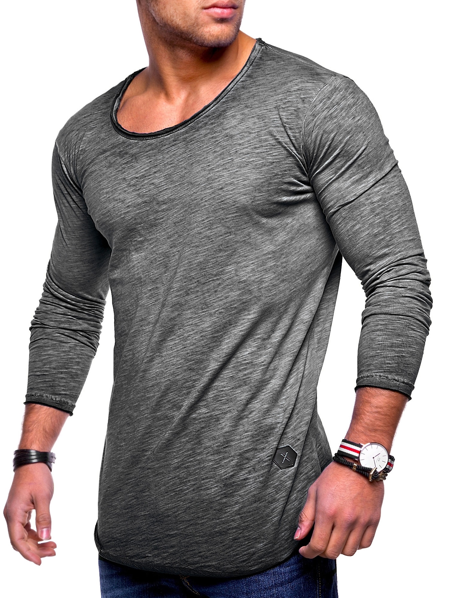 behype Langarmshirt »Dust L/S«, mit weitem Halsausschnitt