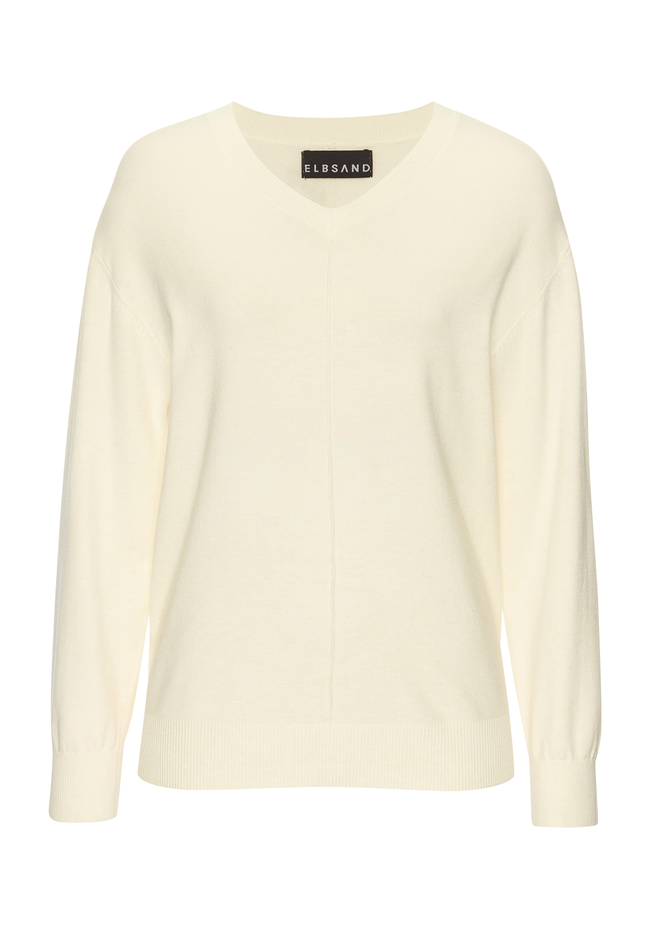 Elbsand V-Ausschnitt-Pullover, aus hochwertigem Strick mit eingestricktem L günstig online kaufen