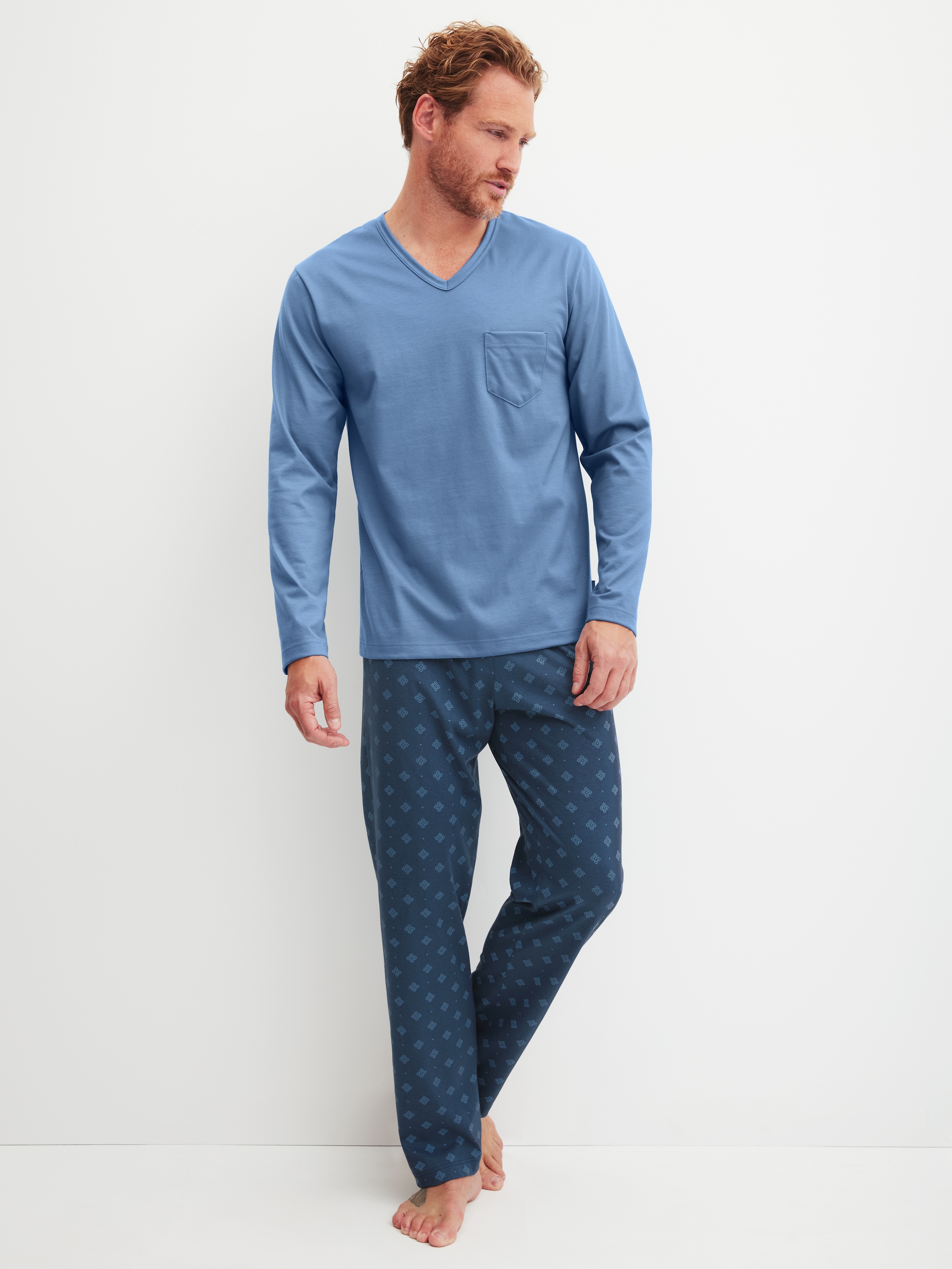 CALIDA Schlafanzug »Relax Imprint 2« 2 atmungsaktiv, Cotton, leicht, weicher Single-Jersey