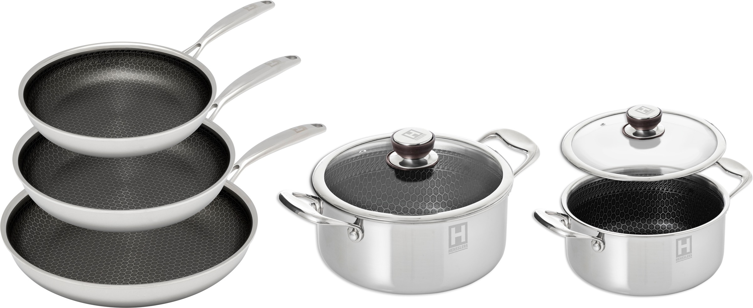 HENSSLERS Pfannen-Set Edelstahl Set, je 1 Pfanne Ø 20/24/28 cm, je 1 Kochto günstig online kaufen