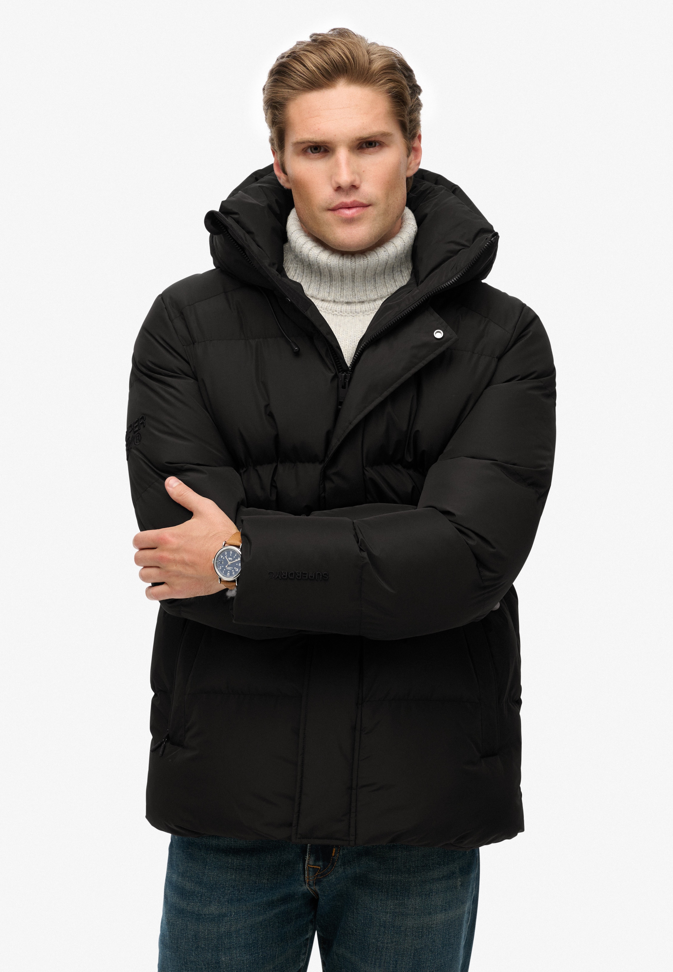 Superdry Steppjacke "HOODED 5 BAFFLE SPORTS PUFFER" mit Kapuze Kunstfaser, günstig online kaufen