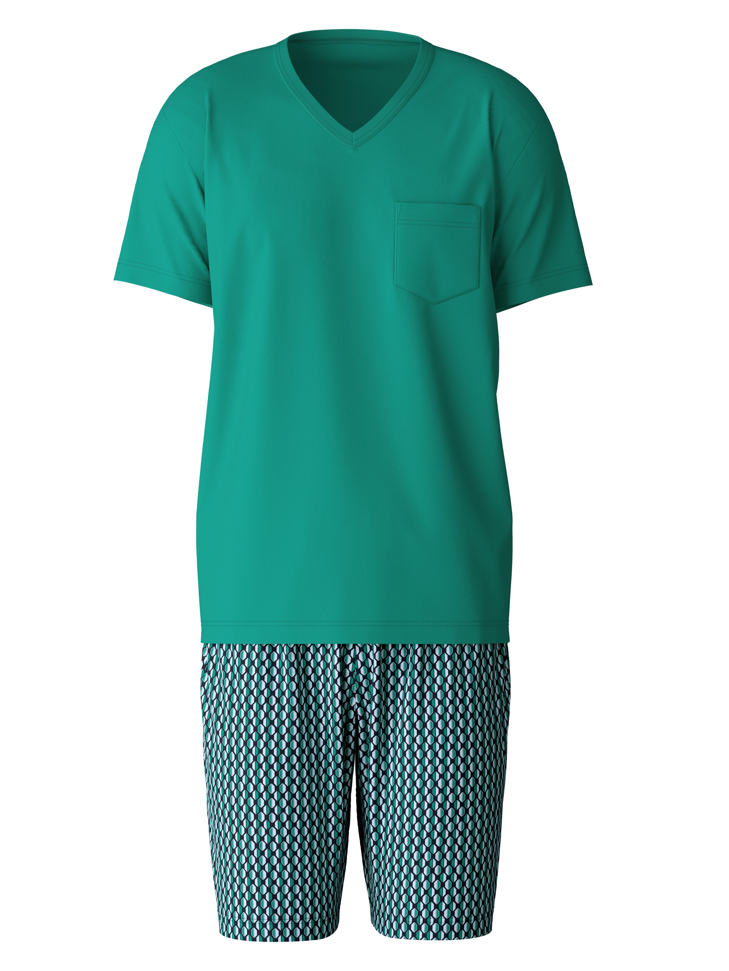 CALIDA Shorty "Relax Imprint 2" 2 tlg. V-Ausschnitt, Brusttasche, Kurzarm, günstig online kaufen