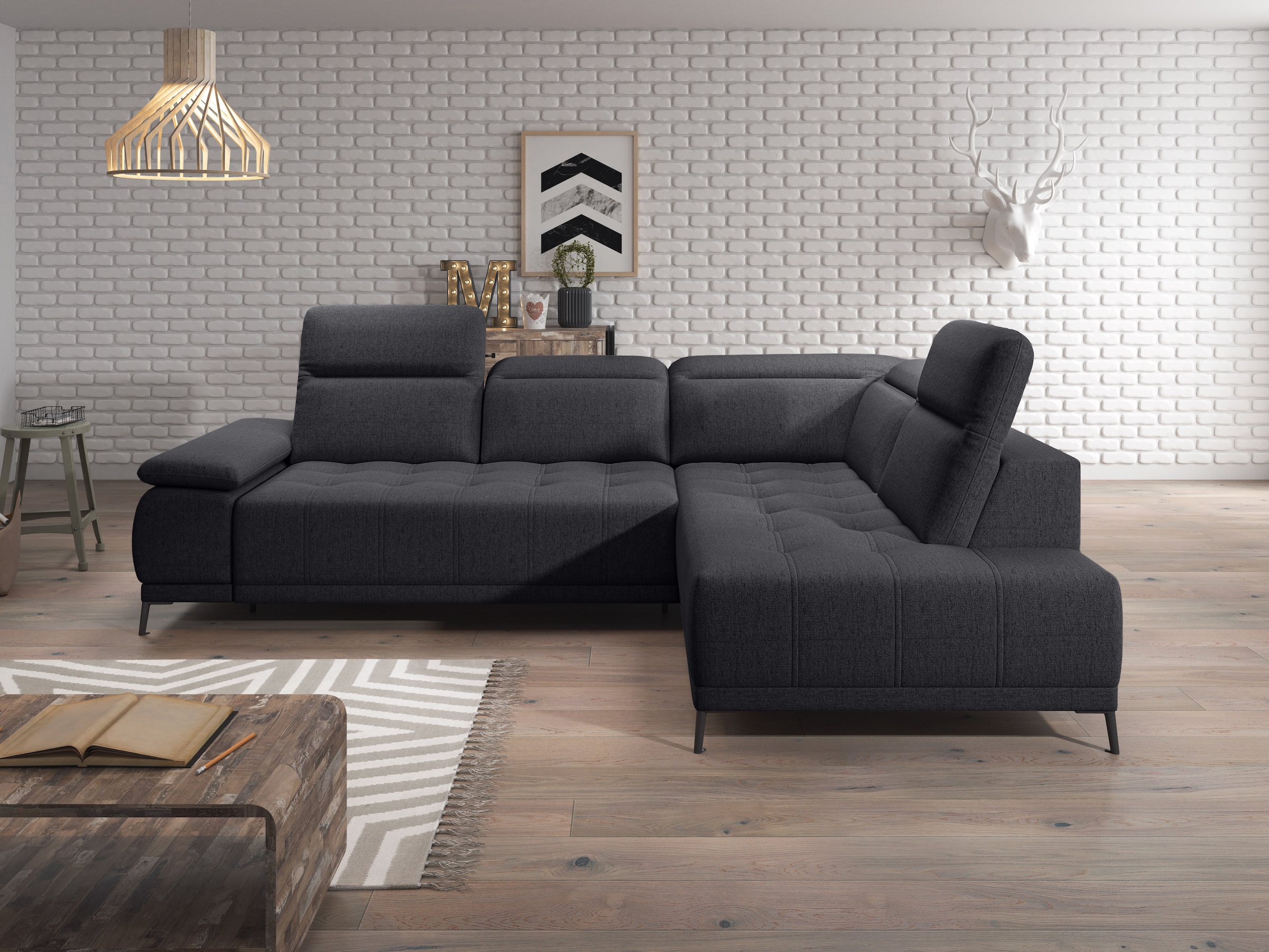 WERK2 Ecksofa "Memo Focus-L, elektrisch erweiterbare Sitztiefe um ca. 30 cm günstig online kaufen