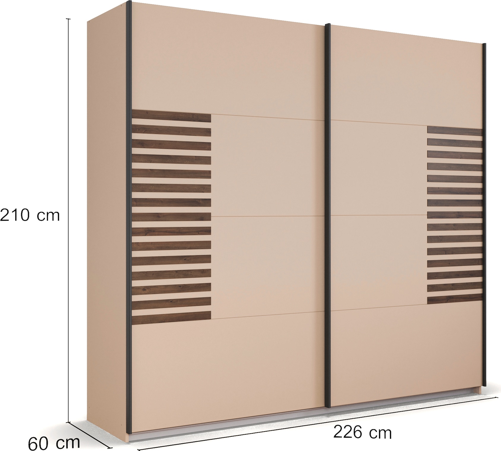 rauch Schwebetürenschrank »Kleiderschrank Schrank Garderobe Schlafzimmerschrank BAREA«, Front mit Auflage in moderner Lamellen-Optik MADE IN GERMANY