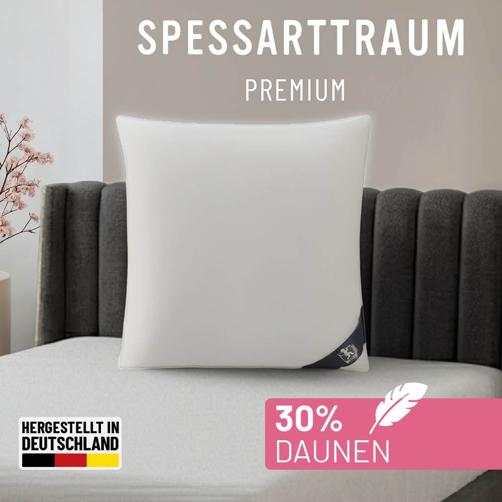 SPESSARTTRAUM Gänsefederkopfkissen "Premium, Kopfkissen 1-tlg. oder 2-tlg. 40x80 oder 80x80 cm" Füllung: 70% Gänsefedern, 30% Gänsedaunen 1 Stk. tlg. hergestellt in Deutschland, allergikerfreundlich, im Set günstiger