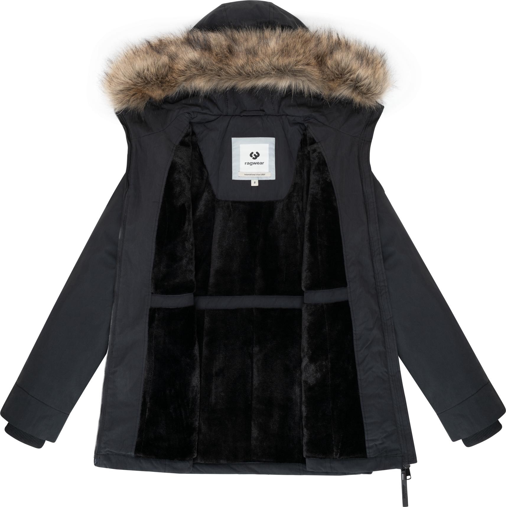 Ragwear Kurzmantel »Monadetta Warm«, Kurzer Wintermantel mit Kunstfellbesatz