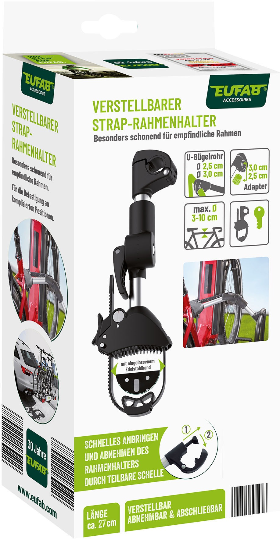 EUFAB Fahrradträger-Rahmenhalter »Verstellbarer Strap-Rahmenhalter 27cm«