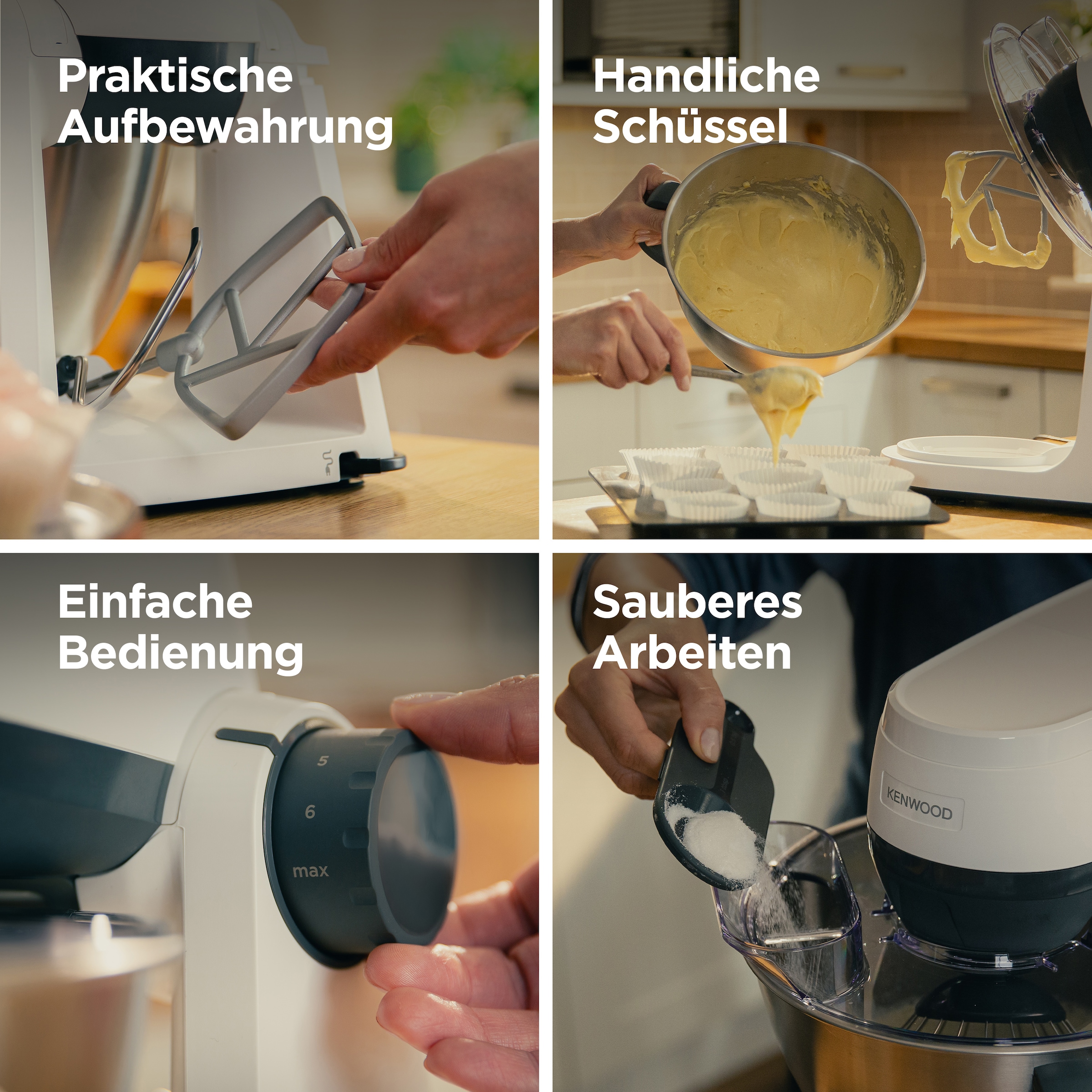 Kenwood Küchenmaschine »Multi Tasker KHC30.000WH« Aufbewahrung für 2 Aufsätze, Einhandschüssel & 44% leiser als KHC29