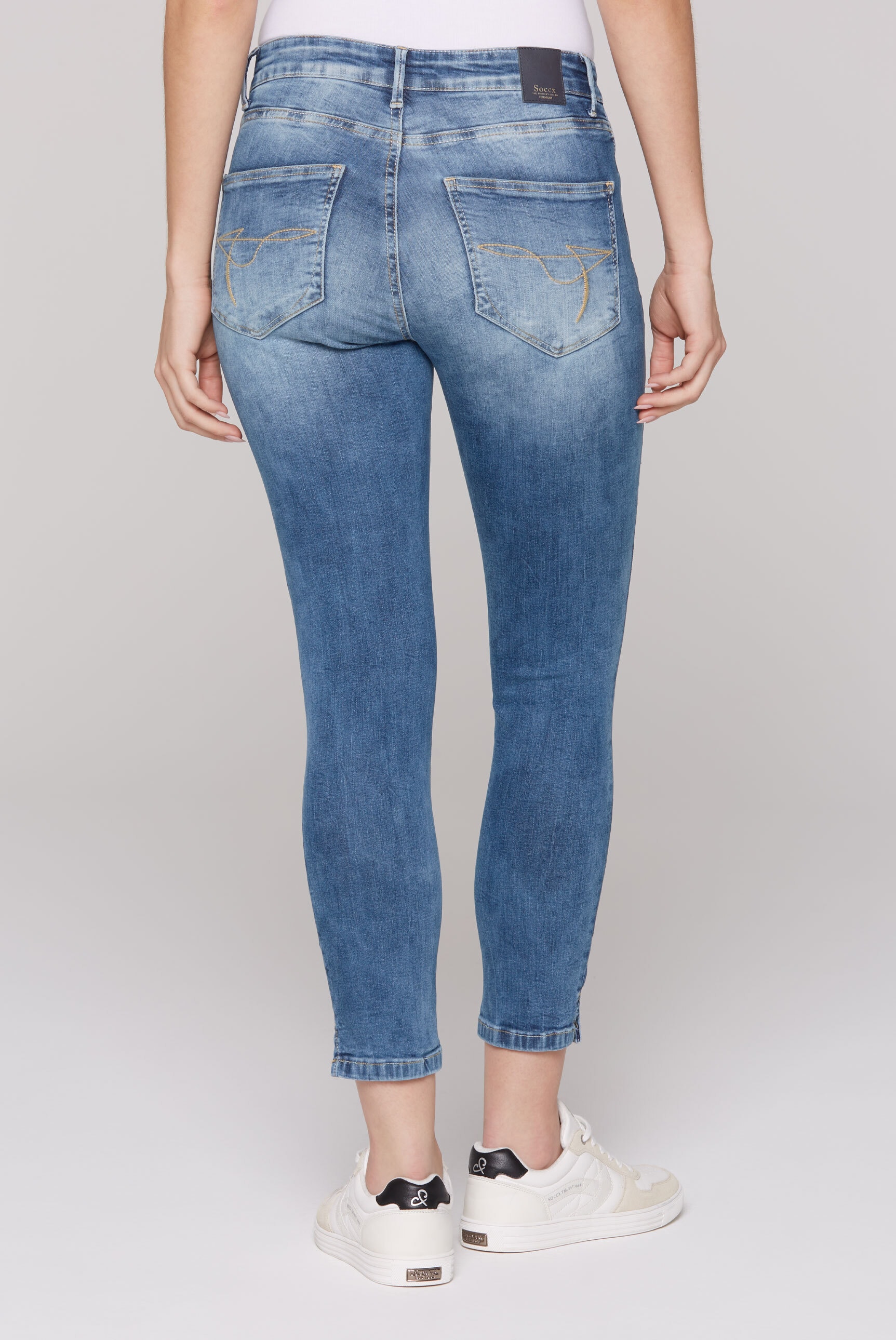 SOCCX Slim-fit-Jeans mit Schlitz am Saum