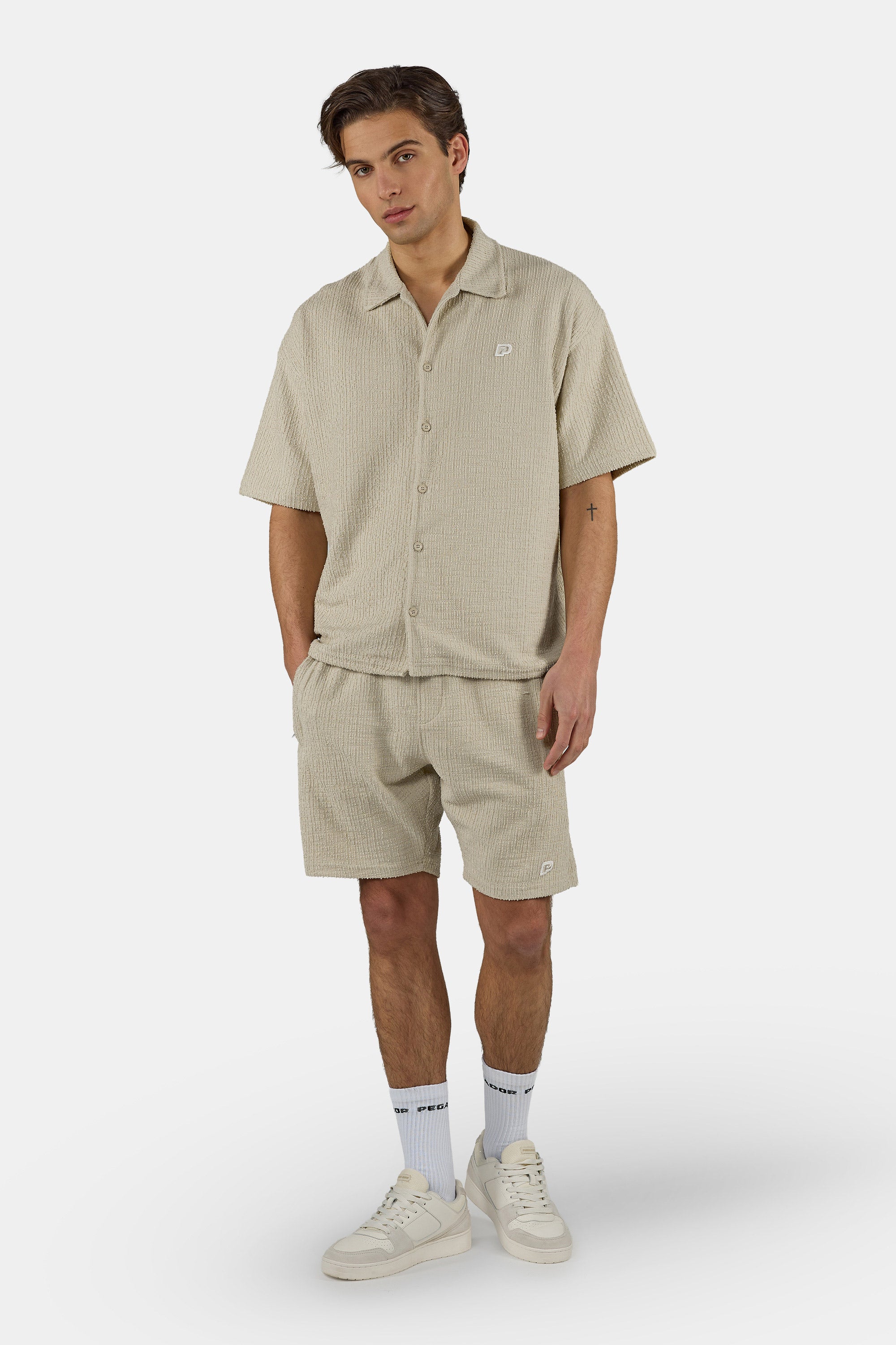 Thumbnail - PEGADOR Kurzarmshirt "Libco Structured Knit Shirt" Materialmix, regular fit